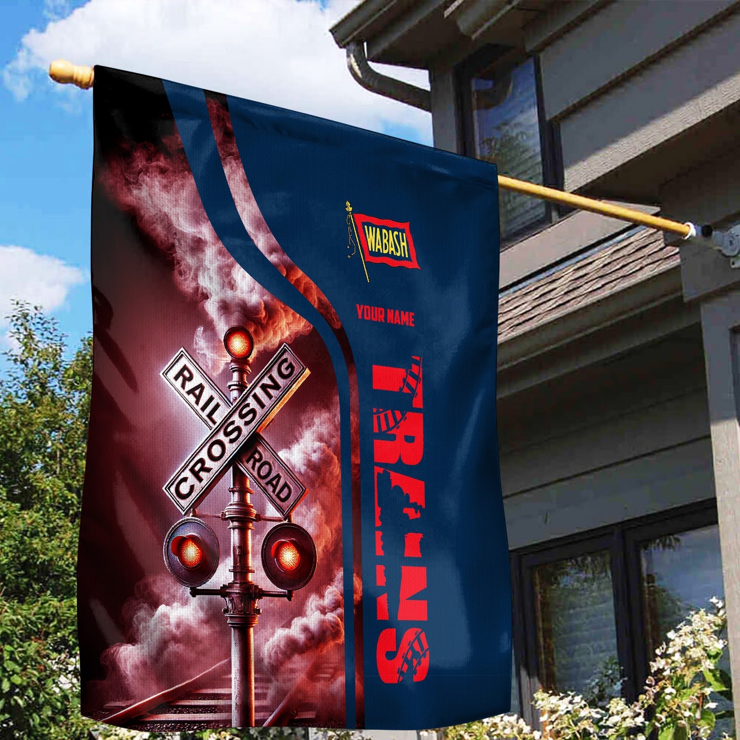 Railspirit Personalized Wabash Railroad Garden Flag Railroad Crossing Sign Flag All Over Print