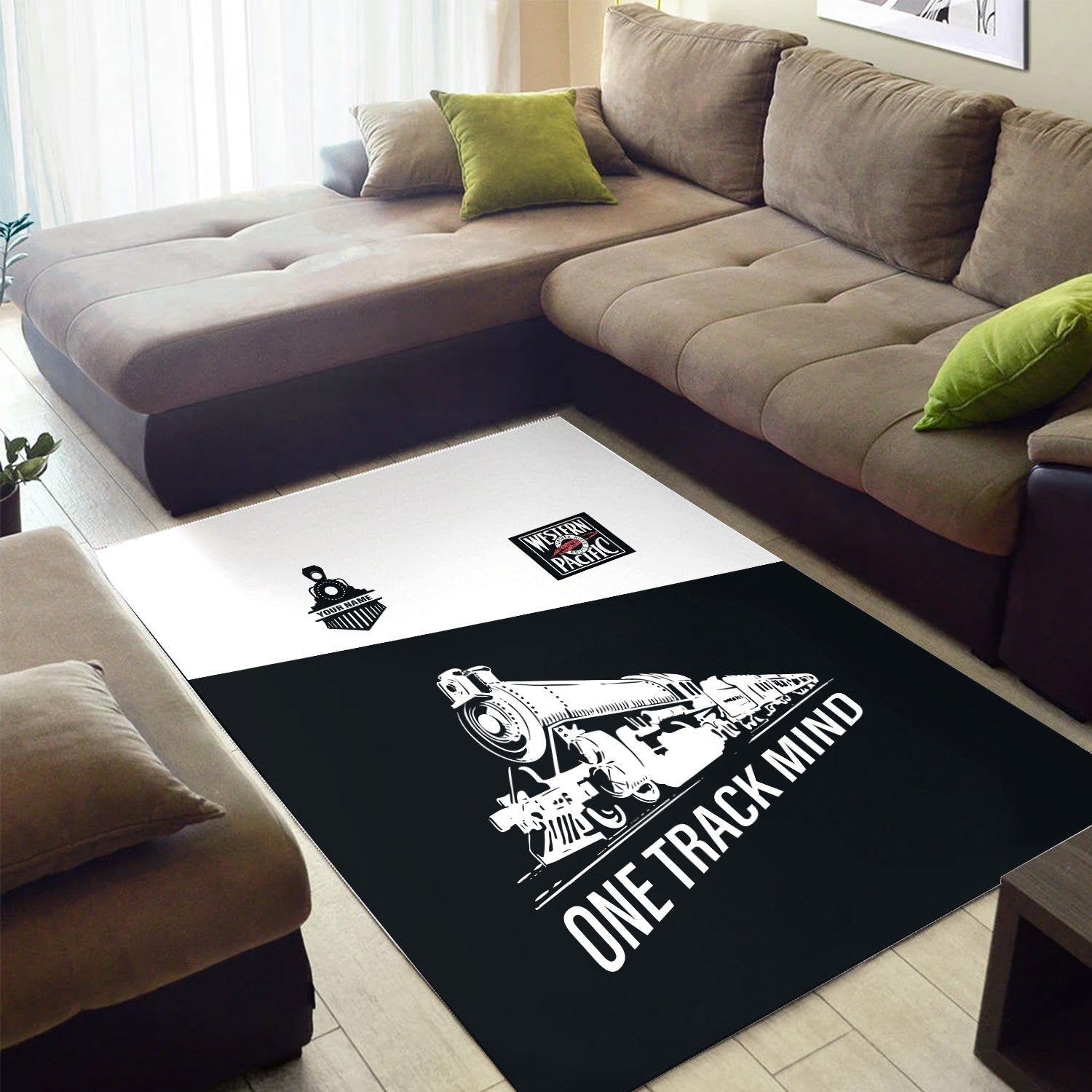 Railspirit Personalized Western Pacific Railroad Area Rug One Track Mind Train Rug Gift Idea For Train Lover