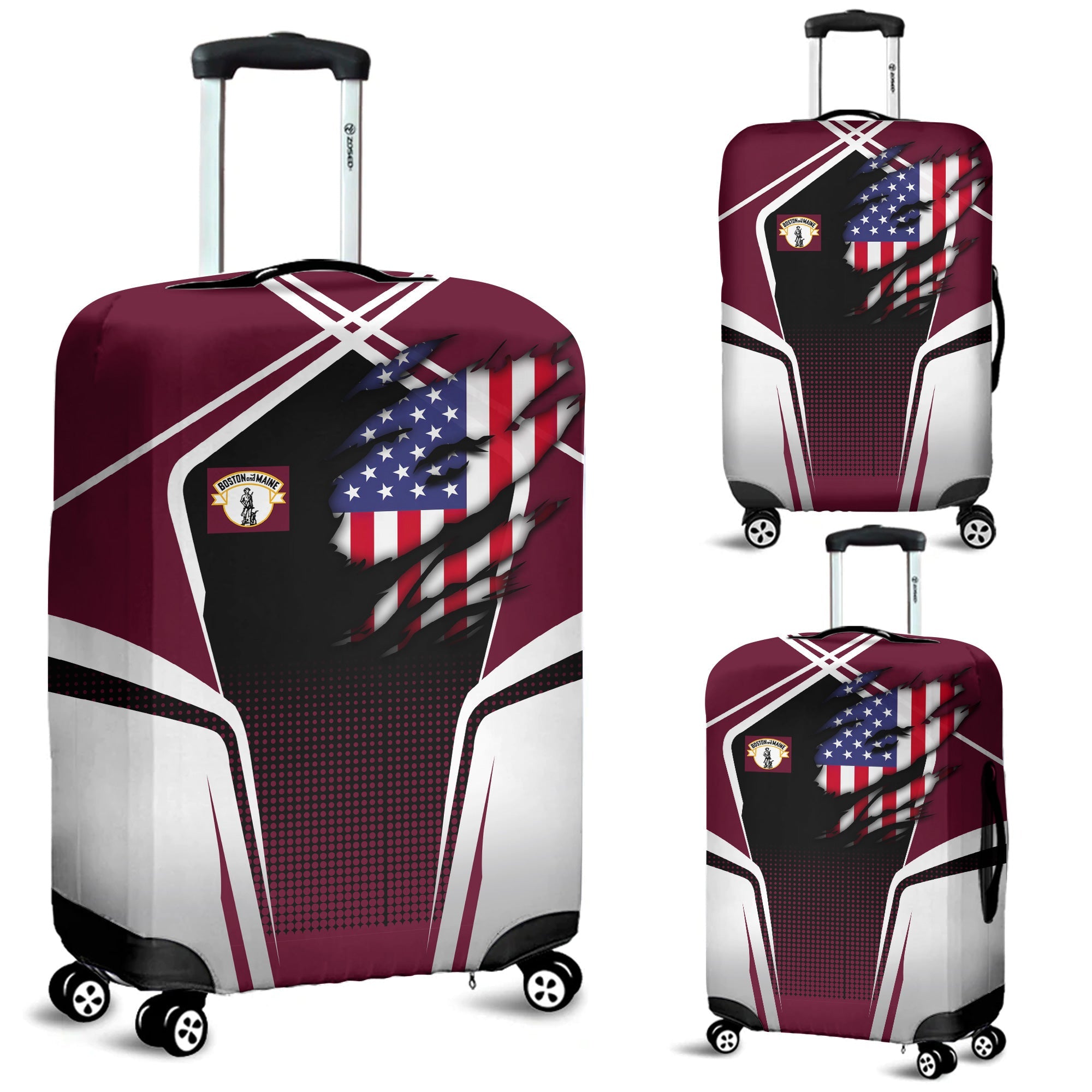 Railspirit Personalized Boston and Maine Railroad Luggage Cover American Eagle Vintage Train Luggage Protection