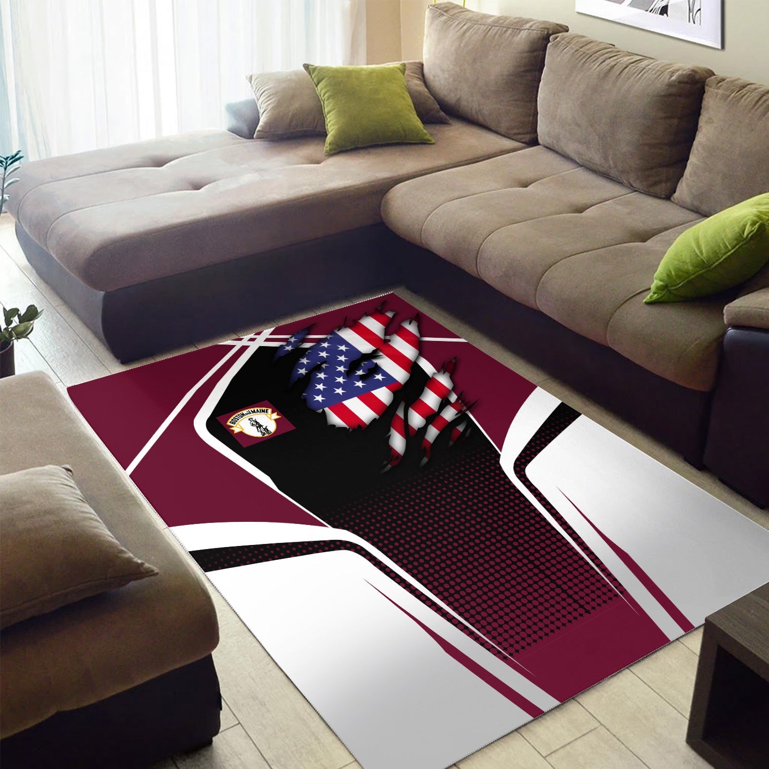 Railspirit Personalized Boston and Maine Railroad Area Rug American Eagle Vintage Train Rug