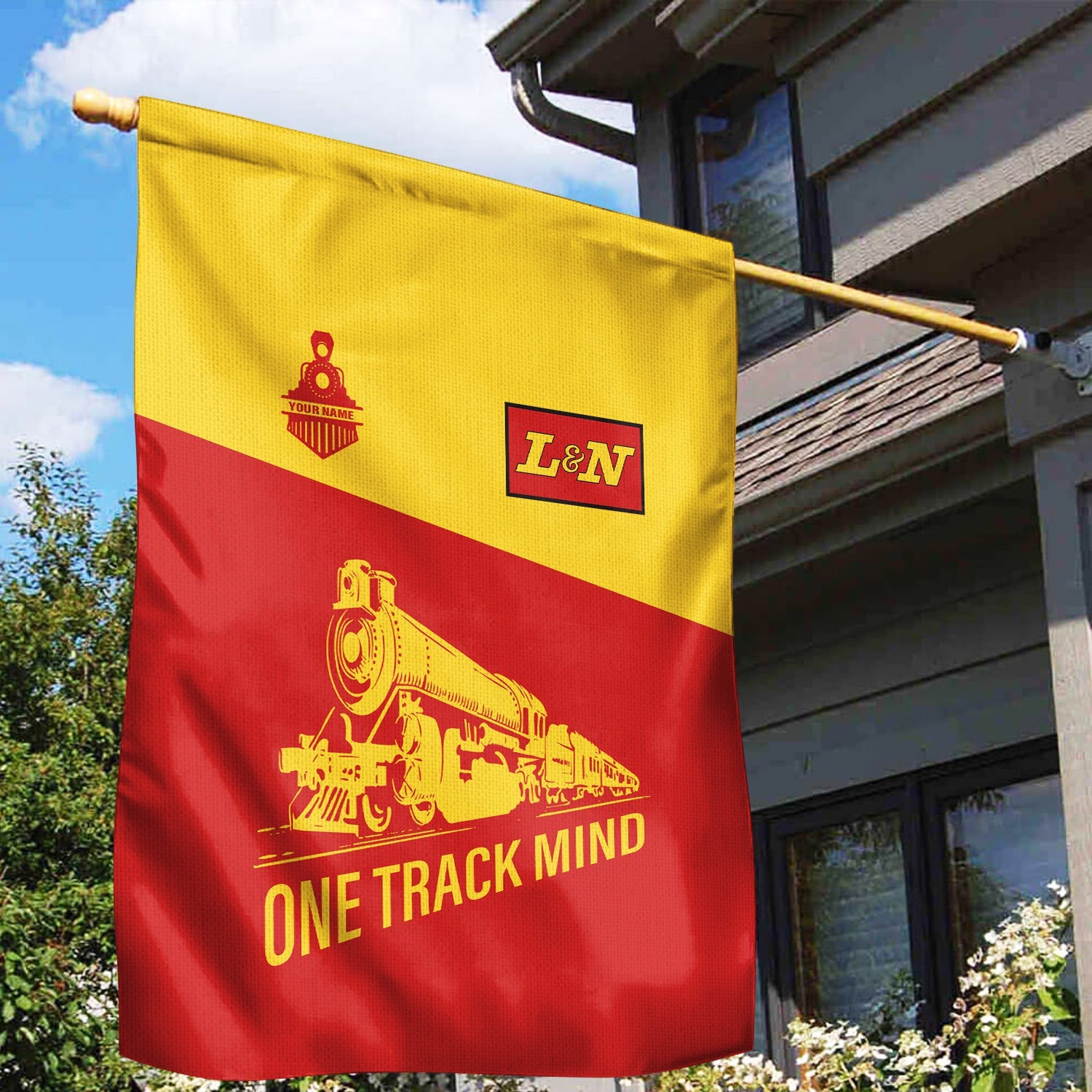 Railspirit Personalized Louisville and Nashville Railroad Garden Flag One Track Mind L&N Flag Gift Idea For Train Lover