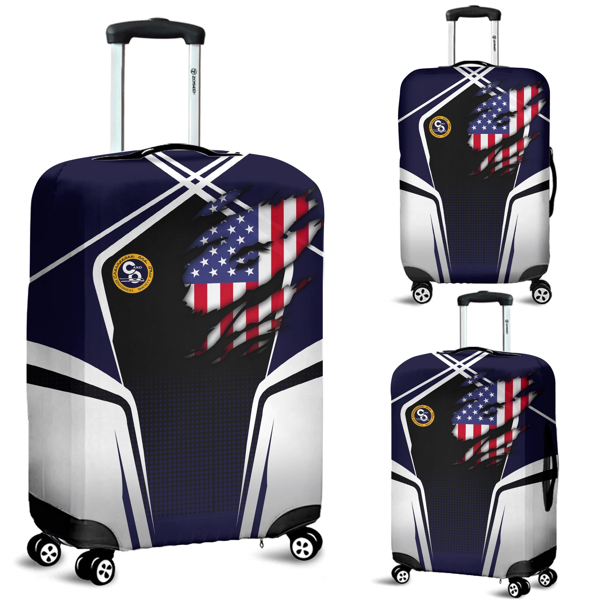 Railspirit Personalized Chesapeake and Ohio Railway Luggage Cover American Eagle Vintage Train C&O Luggage Protection
