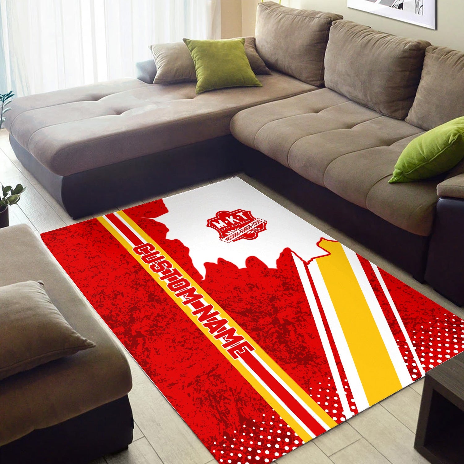 Railspirit Personalized Katy Railroad Area Rug Vintage All Over Printed Rug