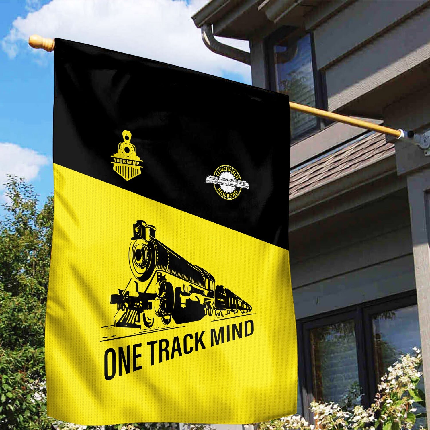 Railspirit Personalized Clinchfield Railroad Garden Flag One Track Mind Flag Gift Idea For Train Lover