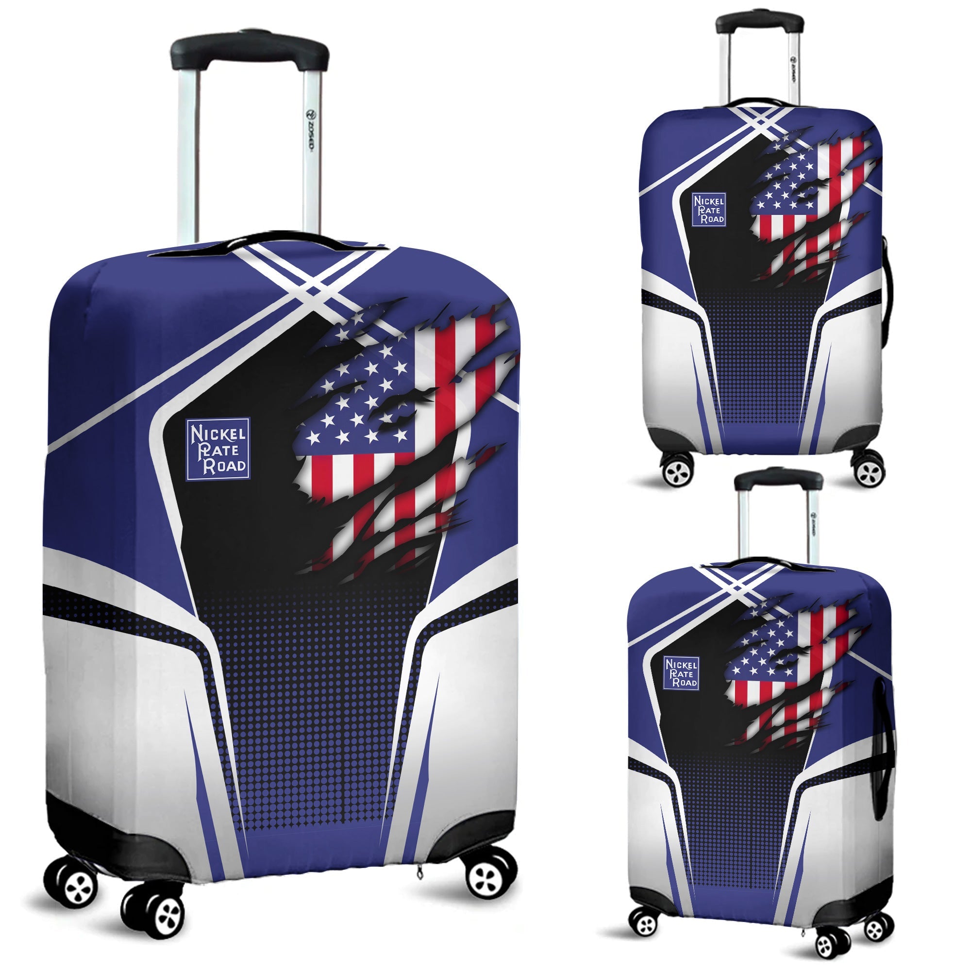 Railspirit Personalized New York, Chicago and St. Louis Railroad Luggage Cover American Eagle Vintage Train Nickel Plate Road Luggage Protection