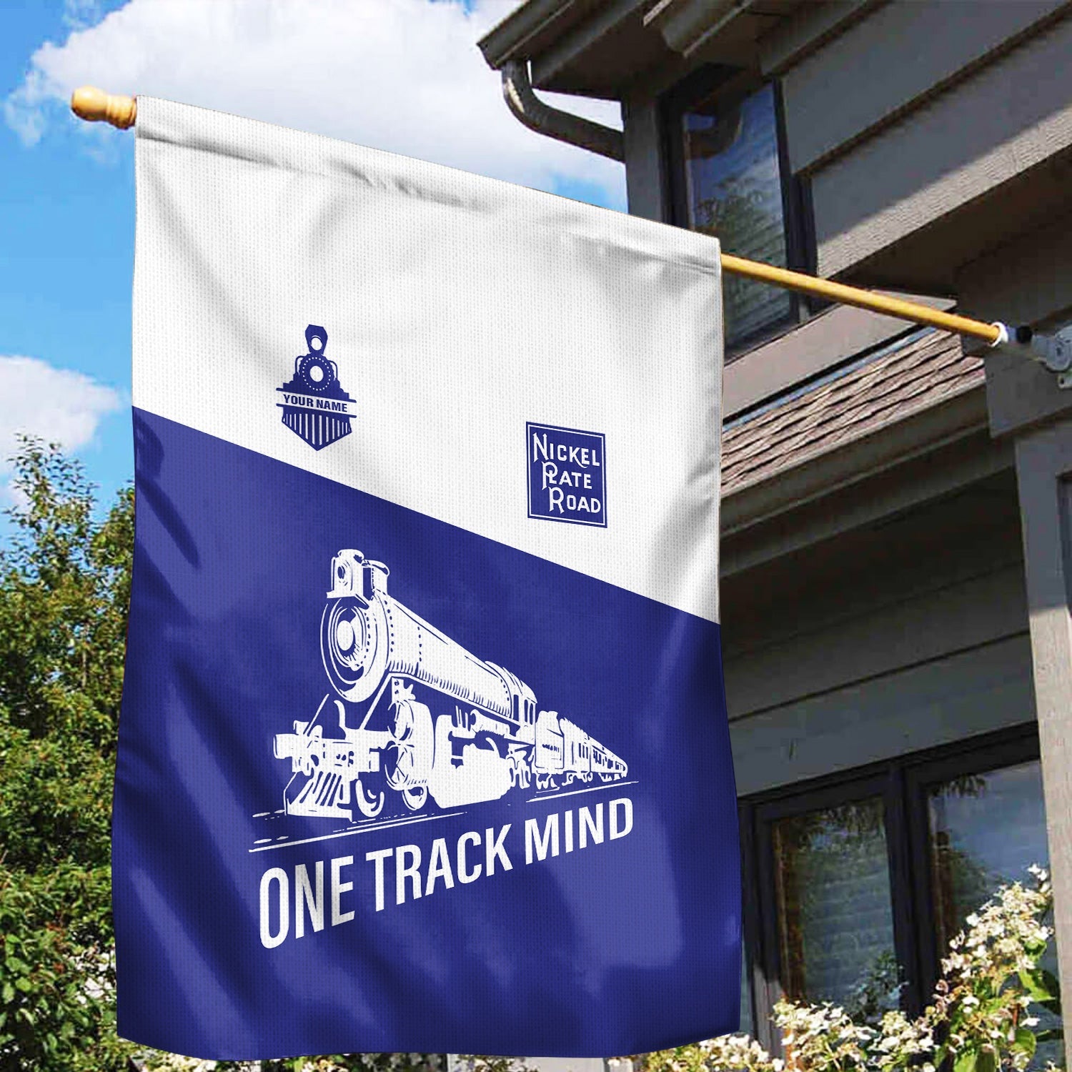 Railspirit Personalized New York, Chicago and St. Louis Railroad Garden Flag One Track Mind Nickel Plate Road Flag Gift Idea For Train Lover
