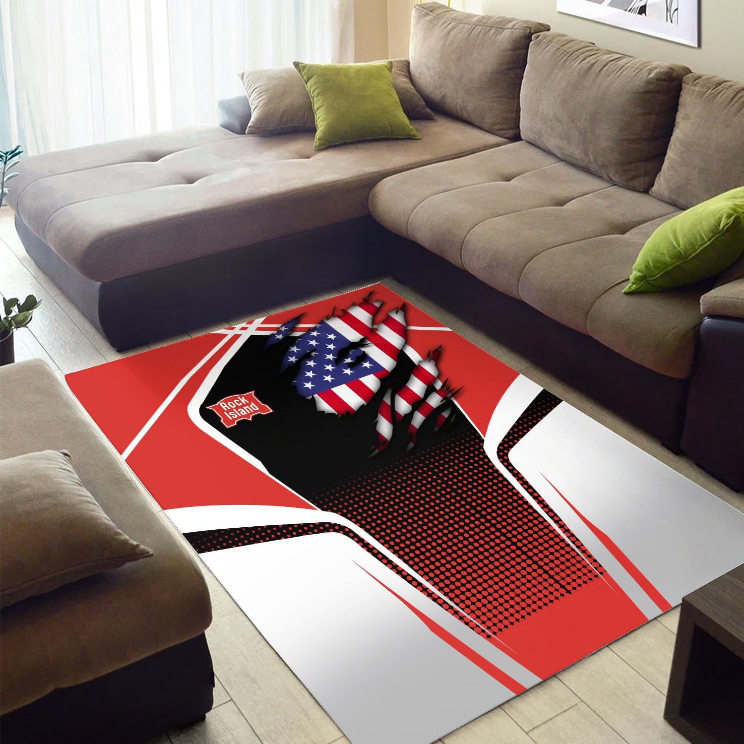 Railspirit Personalized Chicago, Rock Island and Pacific Railroad Area Rug American Eagle Vintage Train Rock Island Railroad Rug