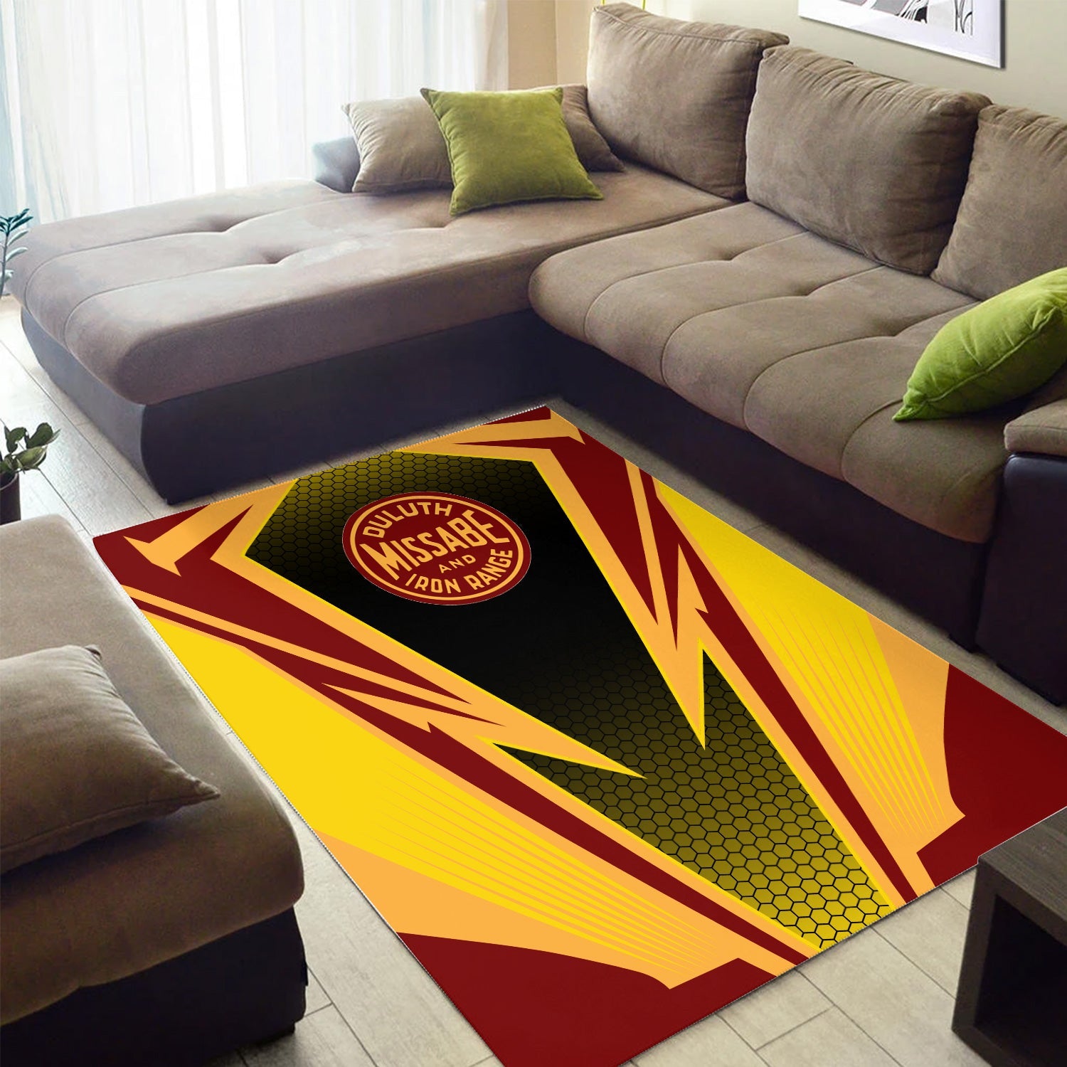 Railspirit Duluth, Missabe, & Iron Range Railroad Area Rug Lightning Graphic Style Rug Gift Idea For Train Lover