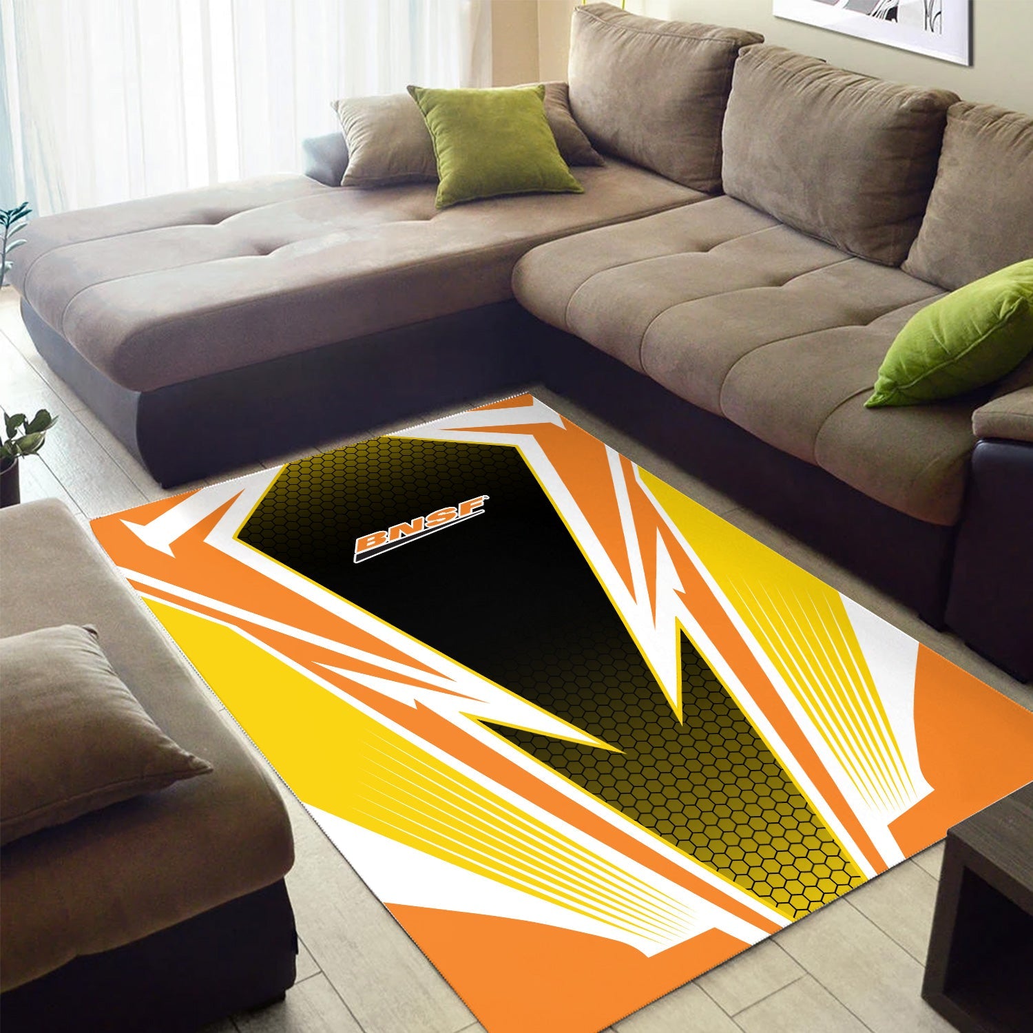 Railspirit BNSF Railway Area Rug Lightning Graphic Style Rug Gift Idea For Train Lover