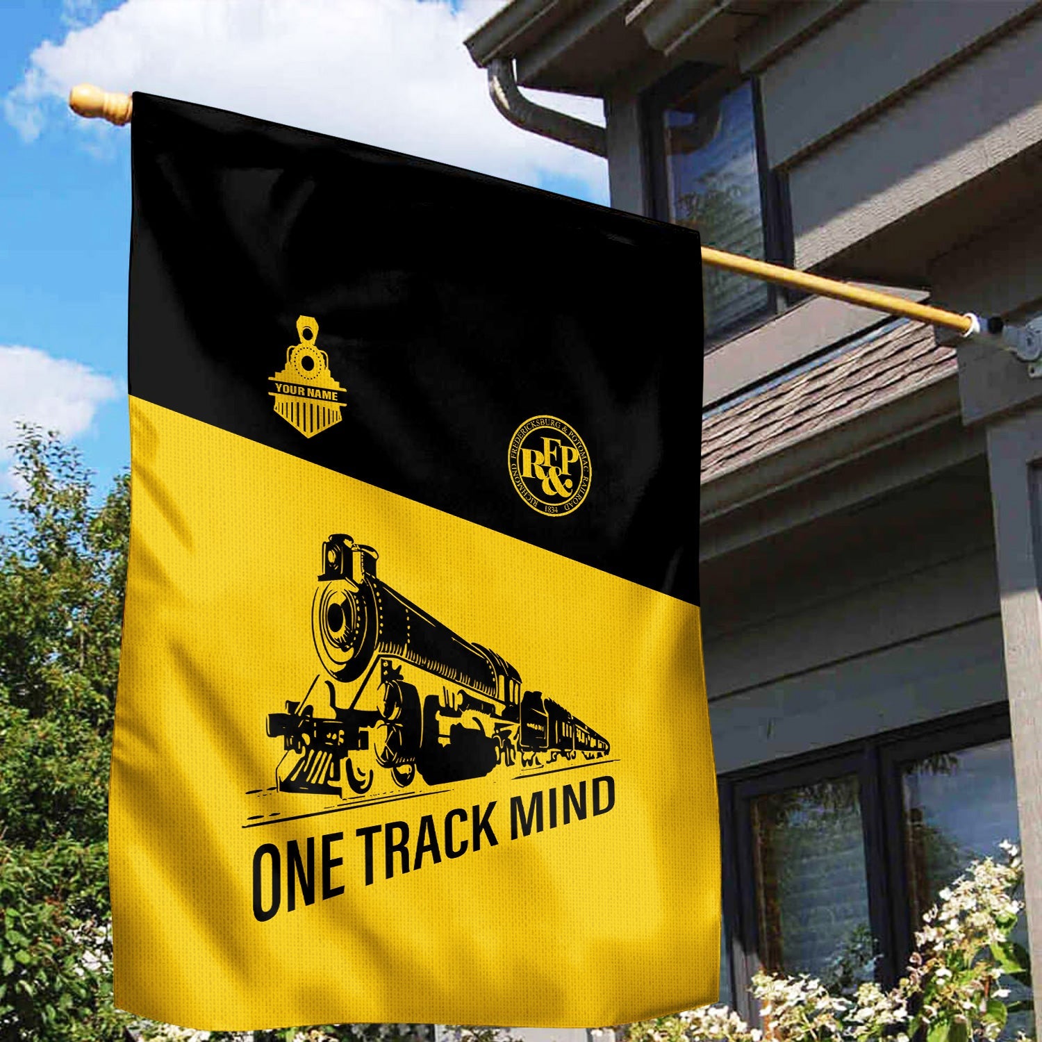 Railspirit Personalized Richmond, Fredericksburg And Potomac Railroad Garden Flag One Track Mind Flag Gift Idea For Train Lover