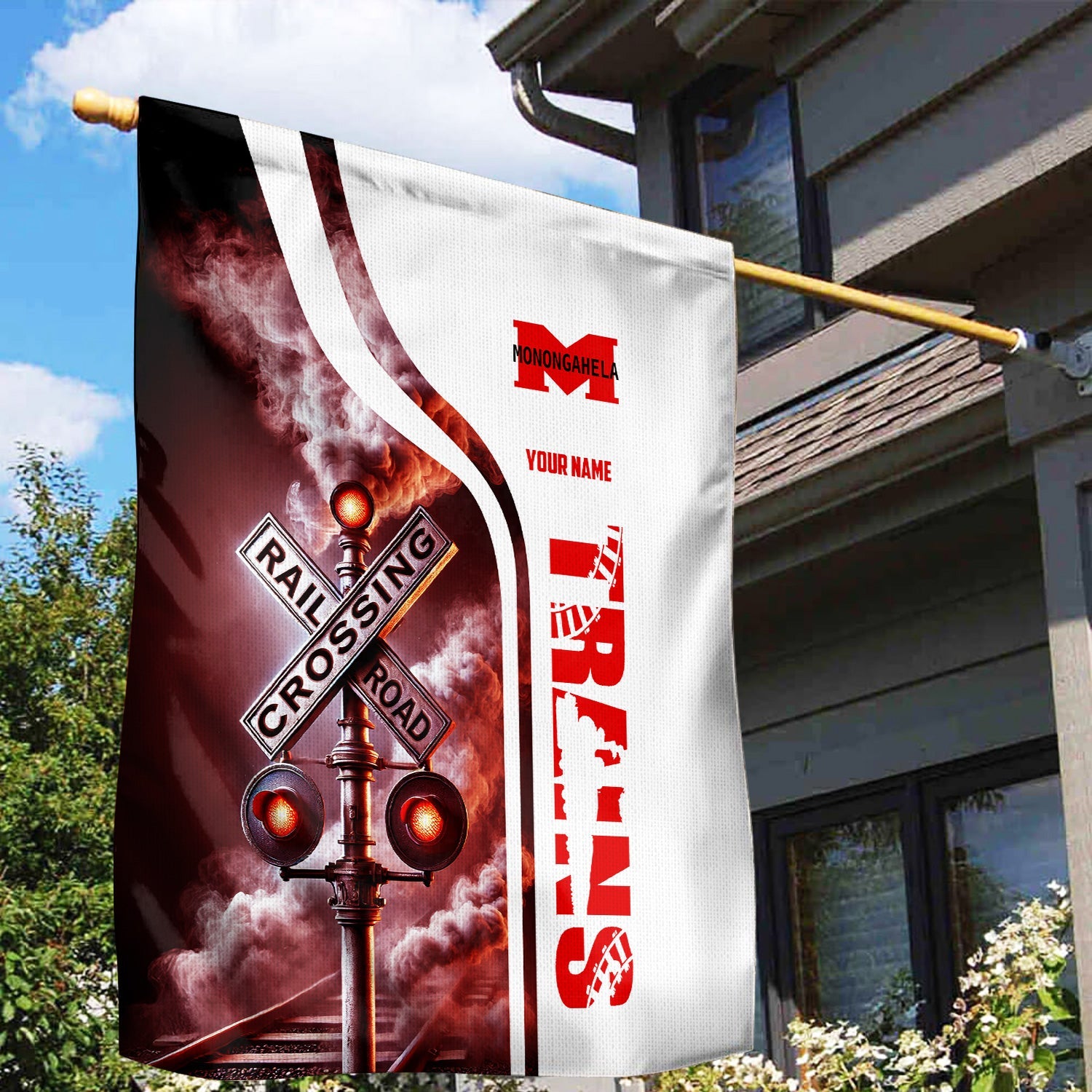 Railspirit Personalized Monongahela Railroad Garden Flag Railroad Crossing Sign Flag All Over Print