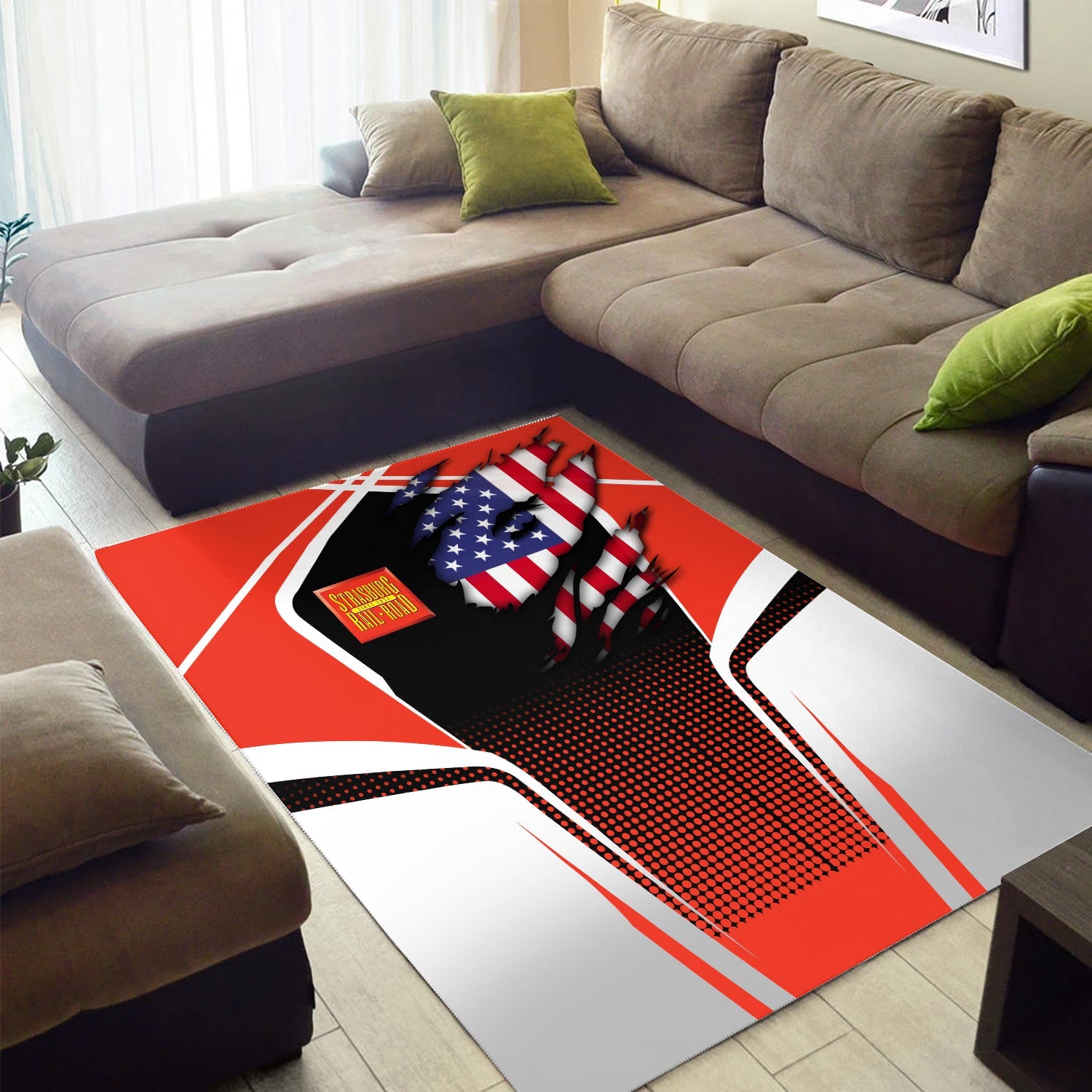 Railspirit Personalized Strasburg Railroad Area Rug American Eagle Vintage Train Rug