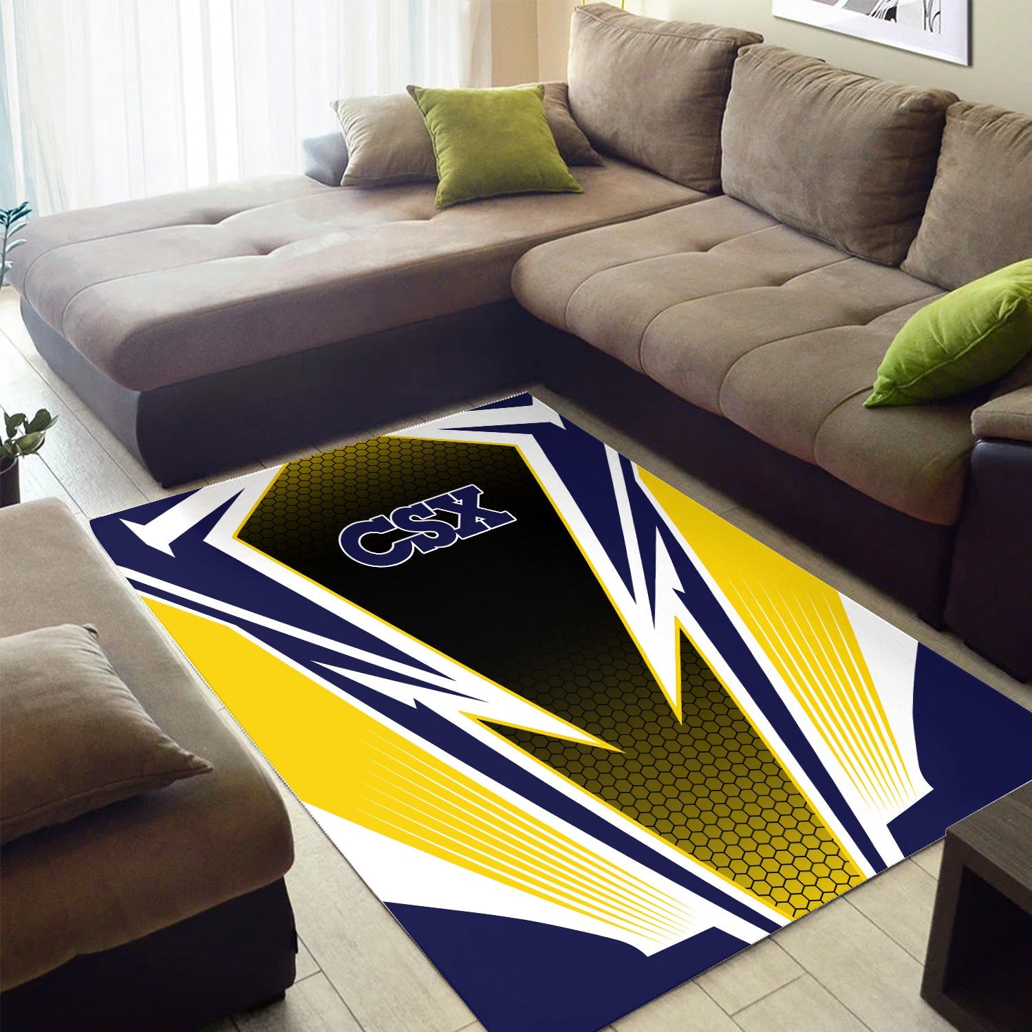 Railspirit CSX Transportation Railroad Area Rug Lightning Graphic Style Rug Gift Idea For Train Lover