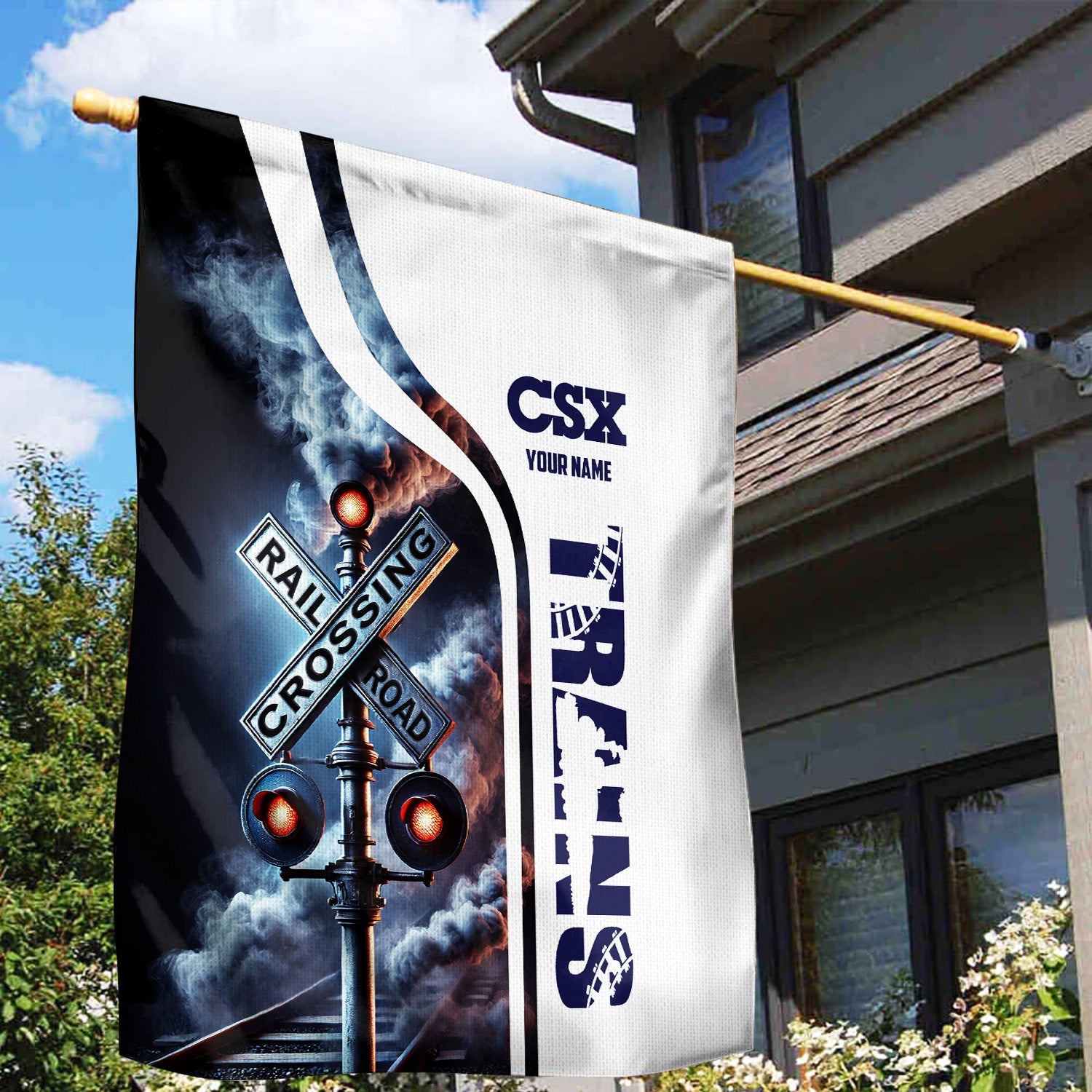 Railspirit Personalized CSX Transportation Railroad Garden Flag Railroad Crossing Sign Flag All Over Print