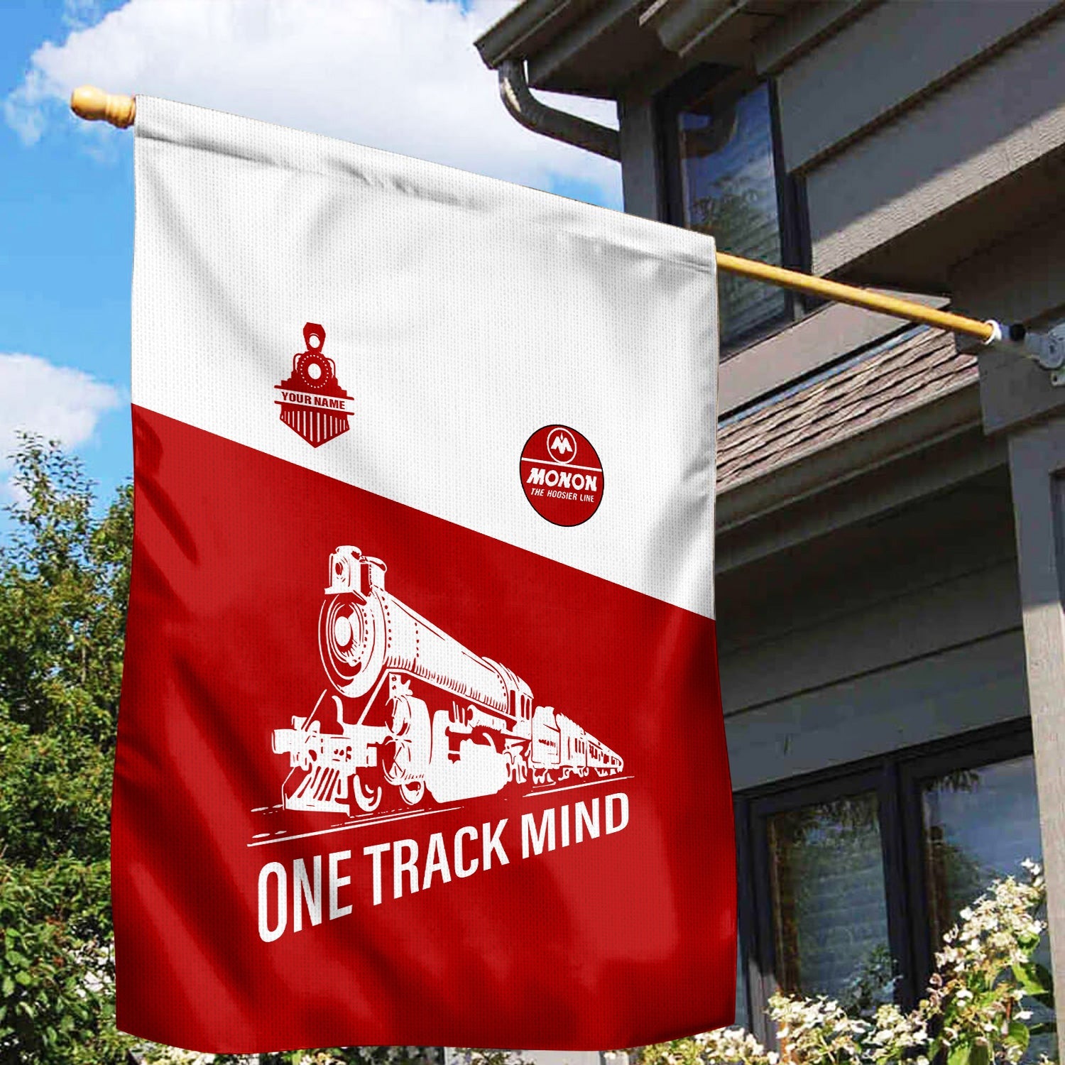 Railspirit Personalized Monon Railroad Garden Flag One Track Mind Flag Gift Idea For Train Lover