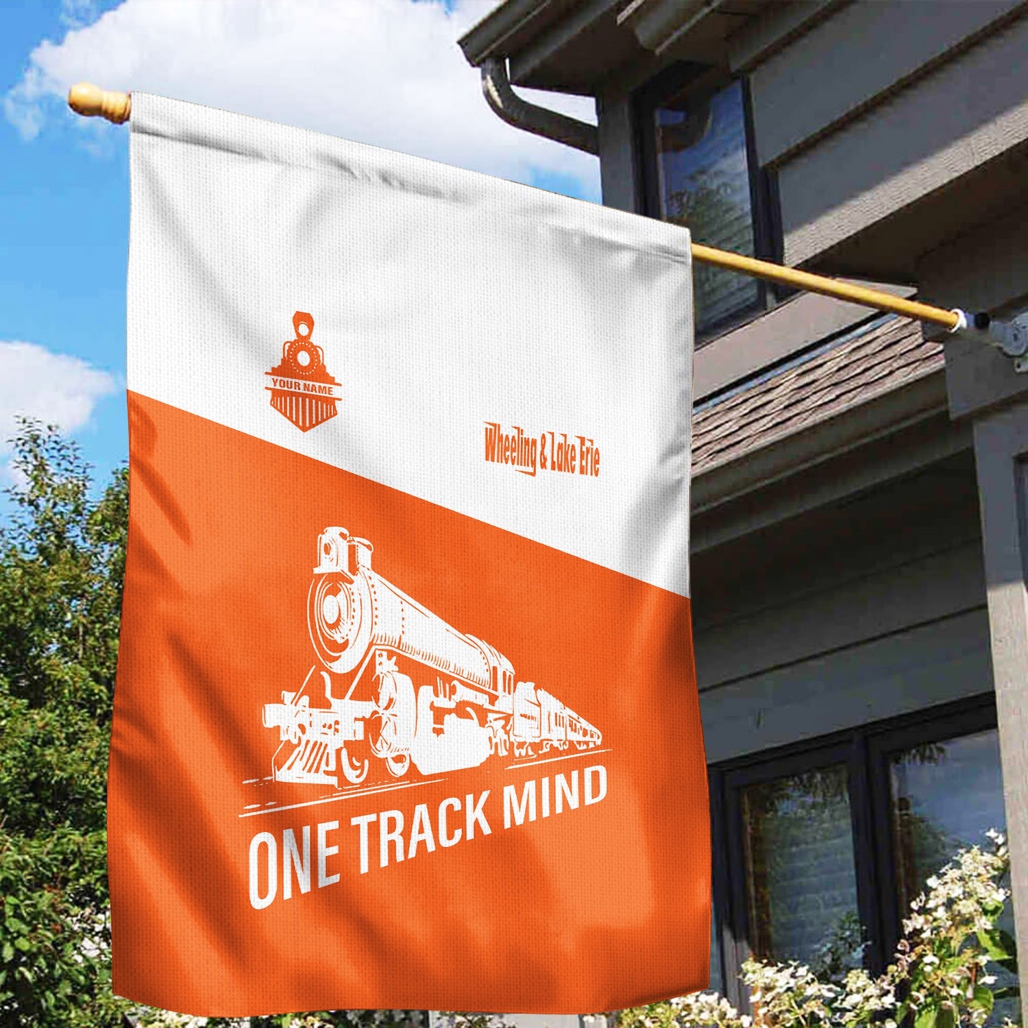 Railspirit Personalized Wheeling And Lake Erie Railroad Garden Flag One Track Mind Flag Gift Idea For Train Lover