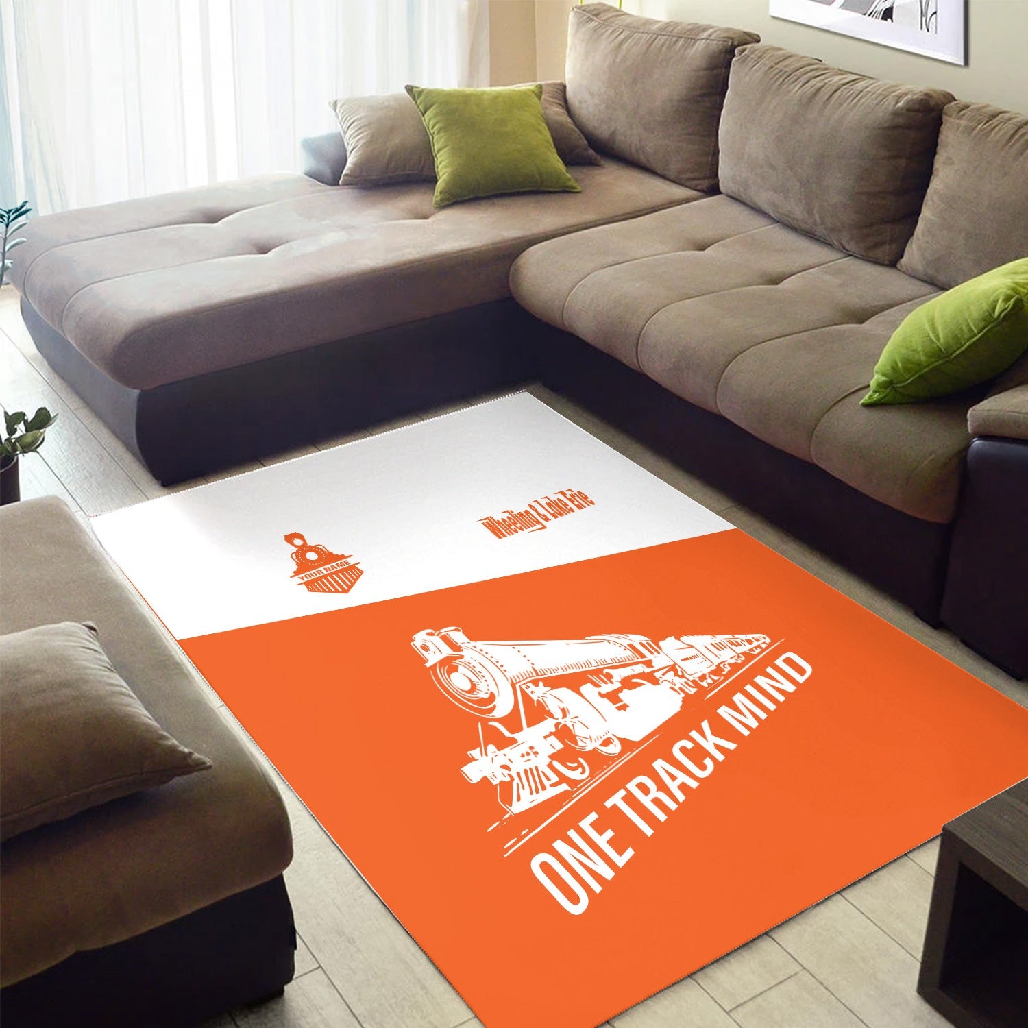 Railspirit Personalized Wheeling And Lake Erie Railroad Area Rug One Track Mind Train Rug Gift Idea For Train Lover
