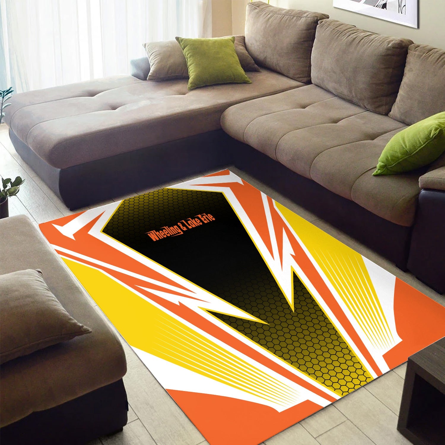 Railspirit Wheeling And Lake Erie Railroad Area Rug Lightning Graphic Style Rug Gift Idea For Train Lover