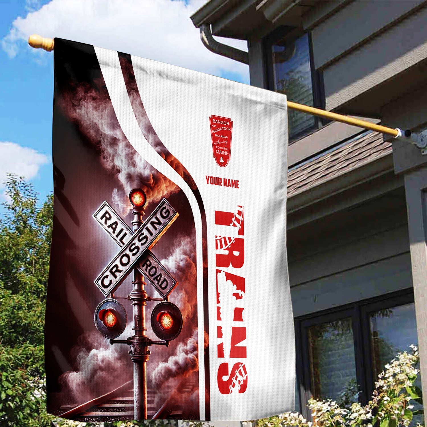 Railspirit Personalized Bangor And Aroostook Railroad Garden Flag Railroad Crossing Sign Flag All Over Print