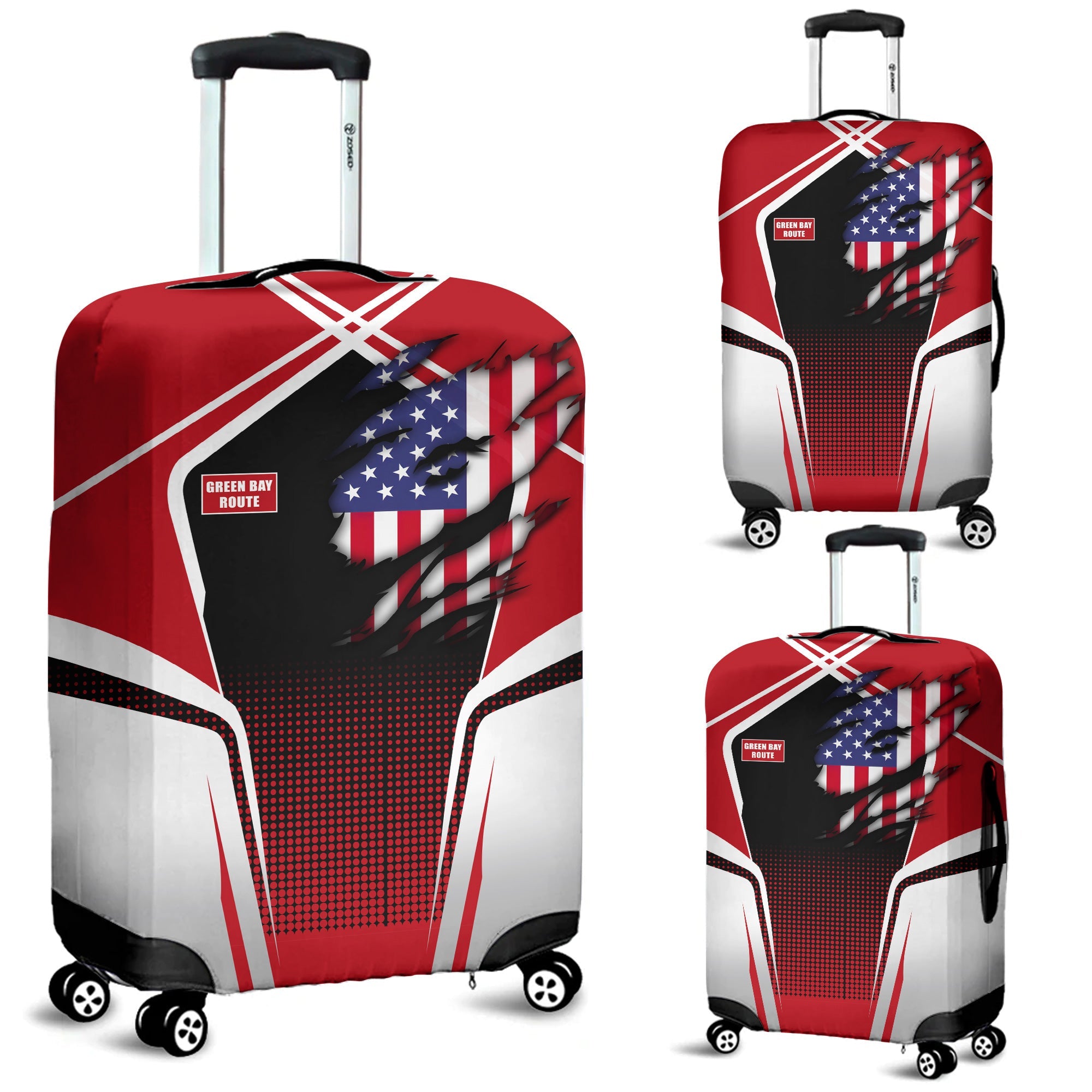 Railspirit Personalized Green Bay & Western Railroad Luggage Cover American Eagle Vintage Train Luggage Protection