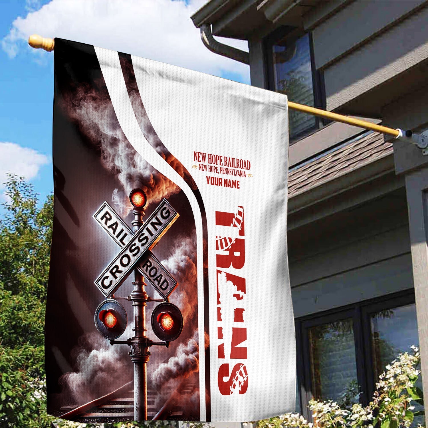 Railspirit Personalized New Hope Railroad Garden Flag Railroad Crossing Sign Flag All Over Print