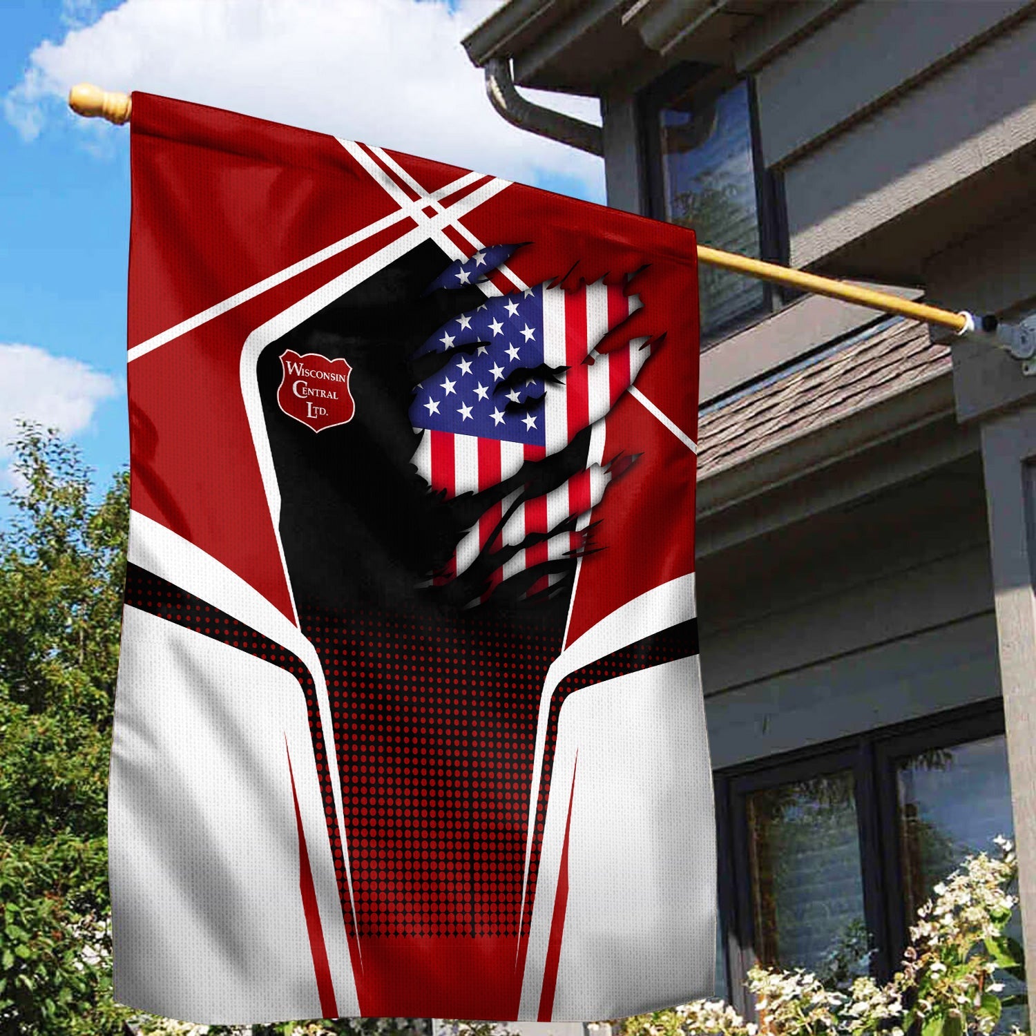 Railspirit Personalized Wisconsin Central Ltd Railroad Garden Flag American Vintage All Over Printed Flag