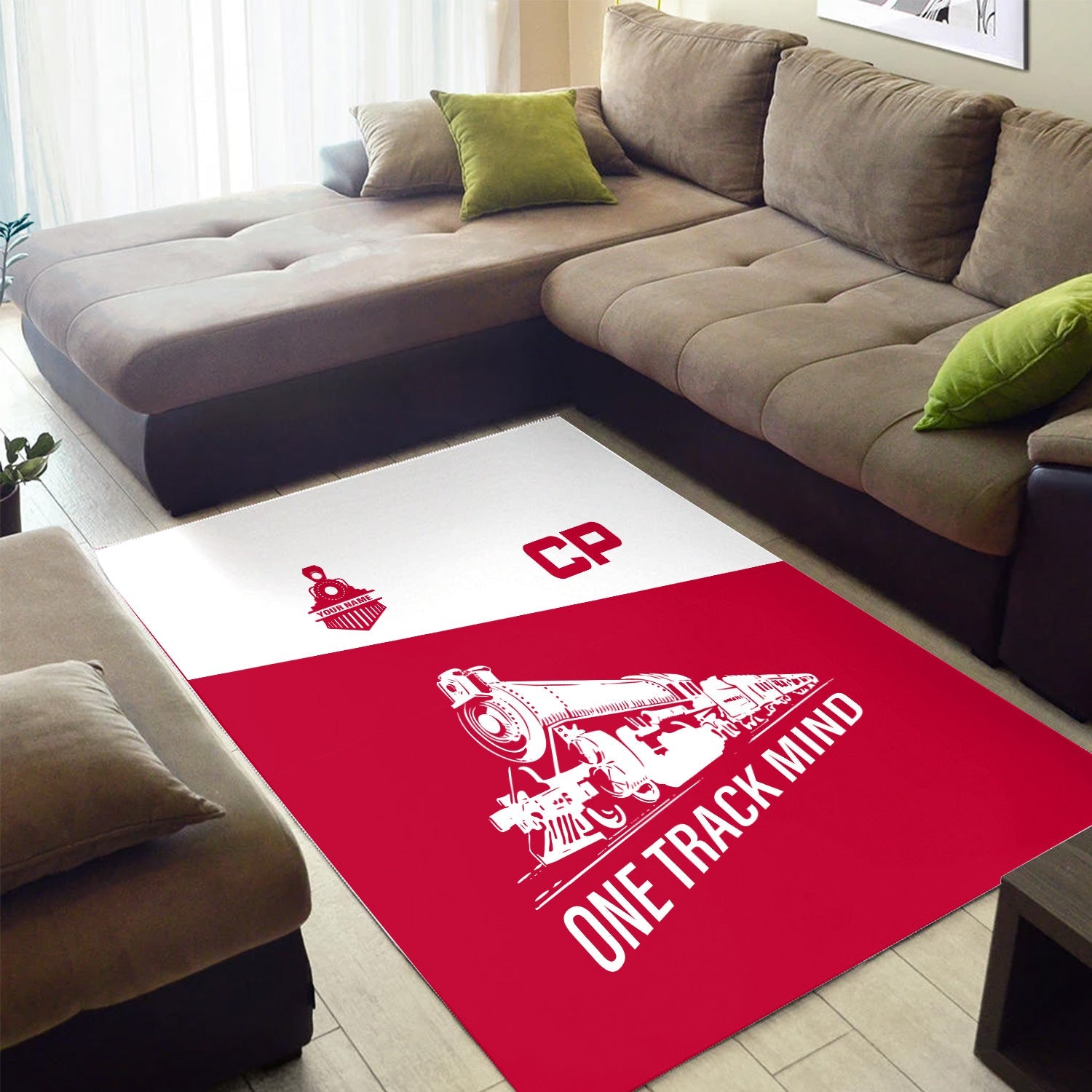 Railspirit Personalized Canadian Pacific Railroad Area Rug One Track Mind Train Rug Gift Idea For Train Lover