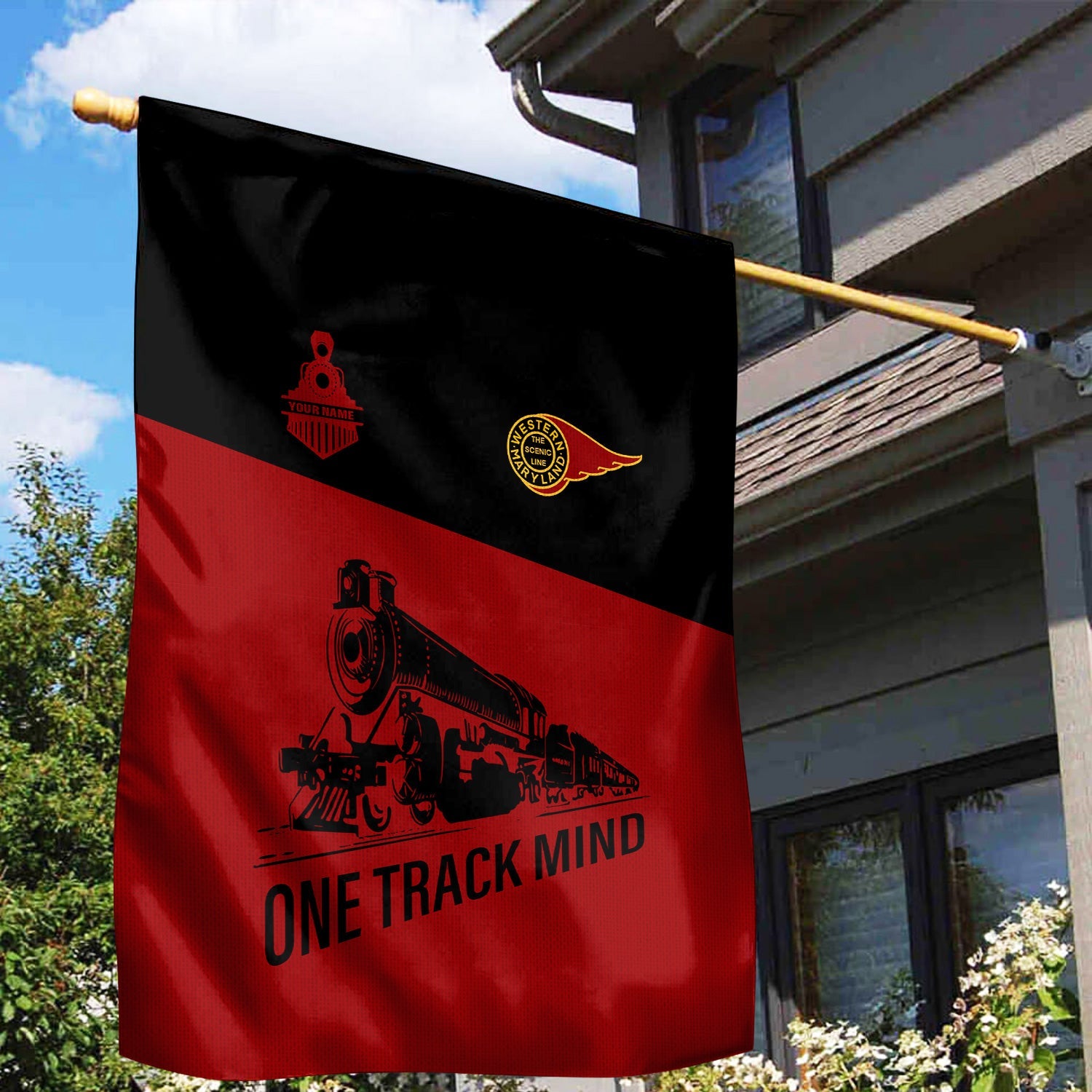 Railspirit Personalized Western Maryland Railway Garden Flag One Track Mind Flag Gift Idea For Train Lover