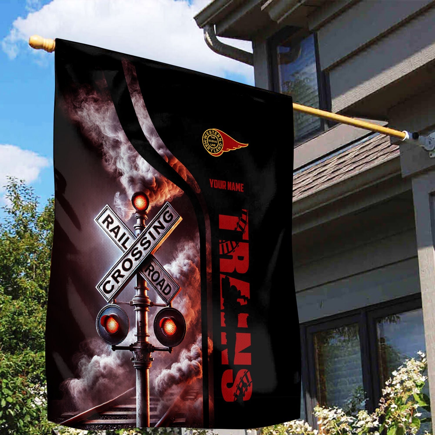 Railspirit Personalized Western Maryland Railway Garden Flag Railroad Crossing Sign Flag All Over Print