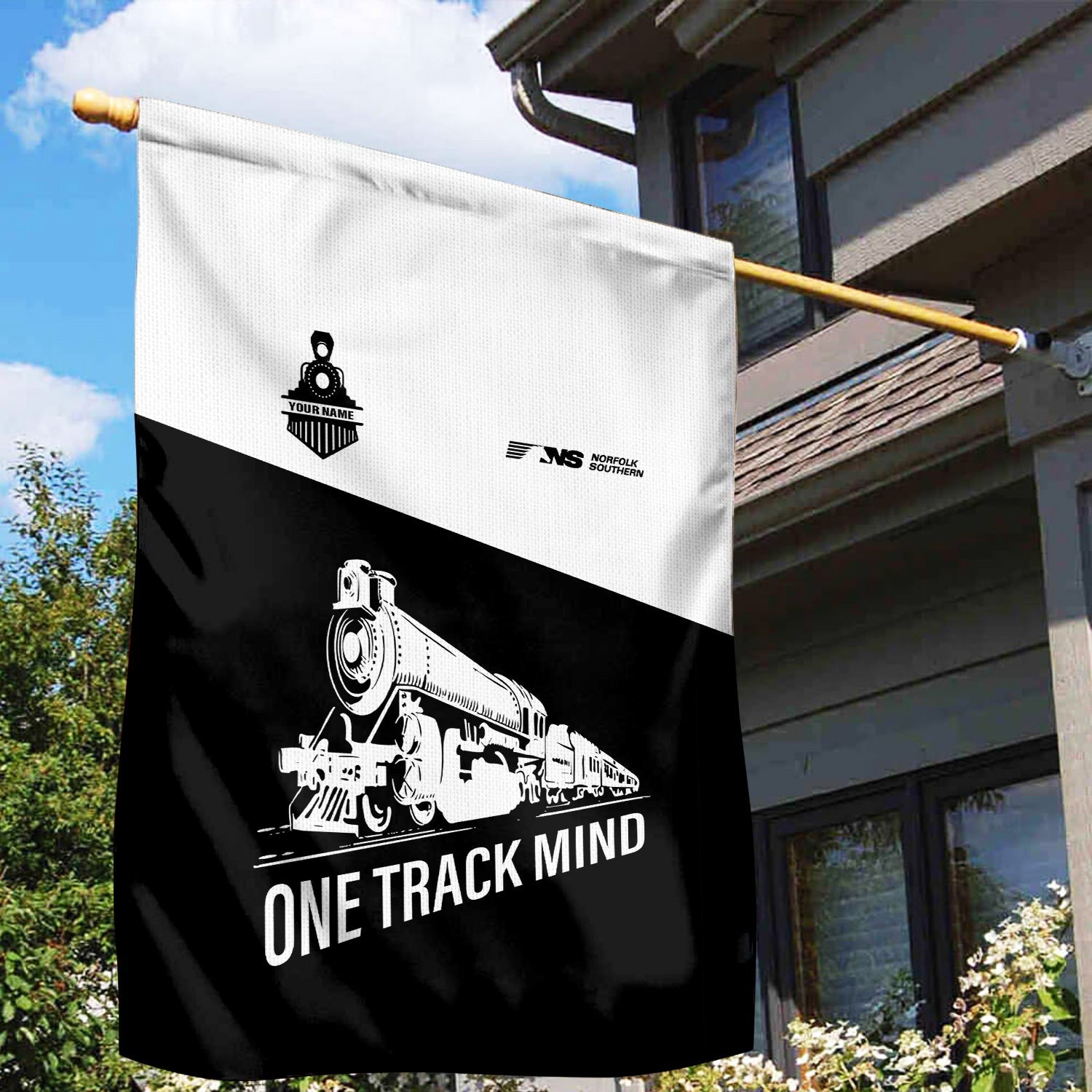 Railspirit Personalized Norfolk Southern Railway Garden Flag One Track Mind Flag Gift Idea For Train Lover