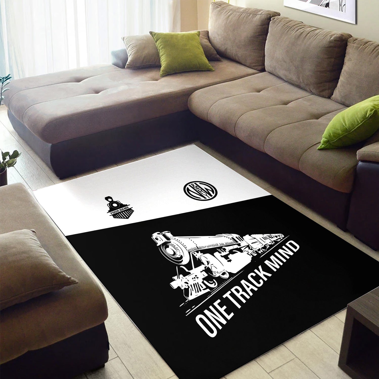 Railspirit Personalized Norfolk and Western Railway Area Rug One Track Mind N&W Train Rug Gift Idea For Train Lover