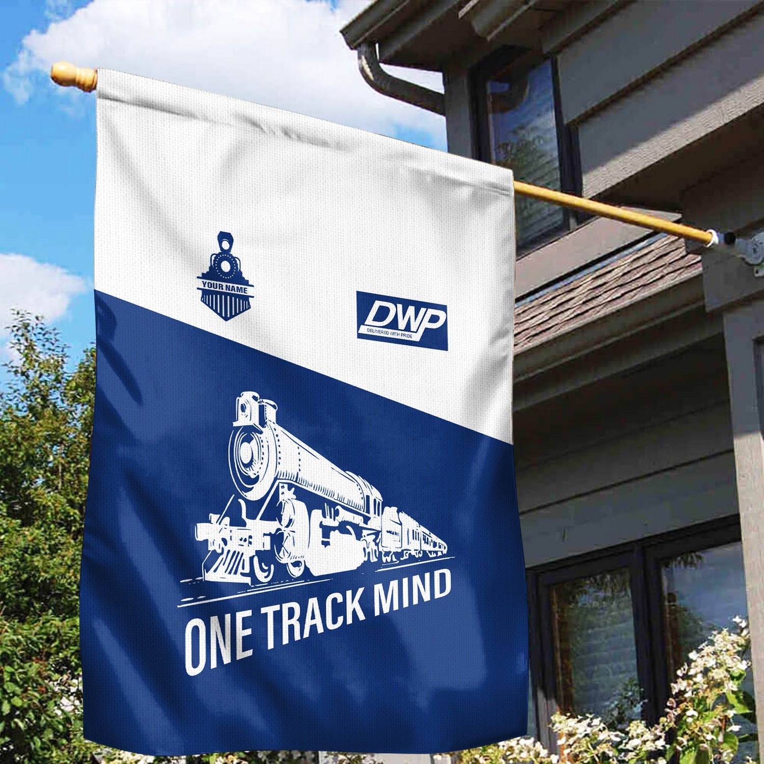 Railspirit Personalized Duluth, Winnipeg and Pacific Railway Garden Flag One Track Mind Flag Gift Idea For Train Lover