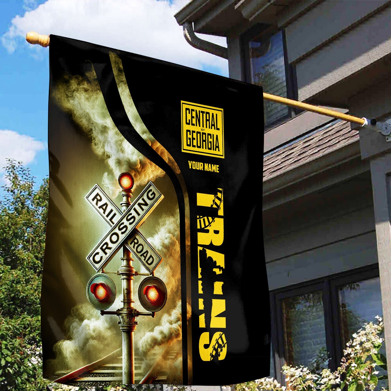 Railspirit Personalized Central of Georgia Railway Garden Flag Railroad Crossing Sign Flag All Over Print