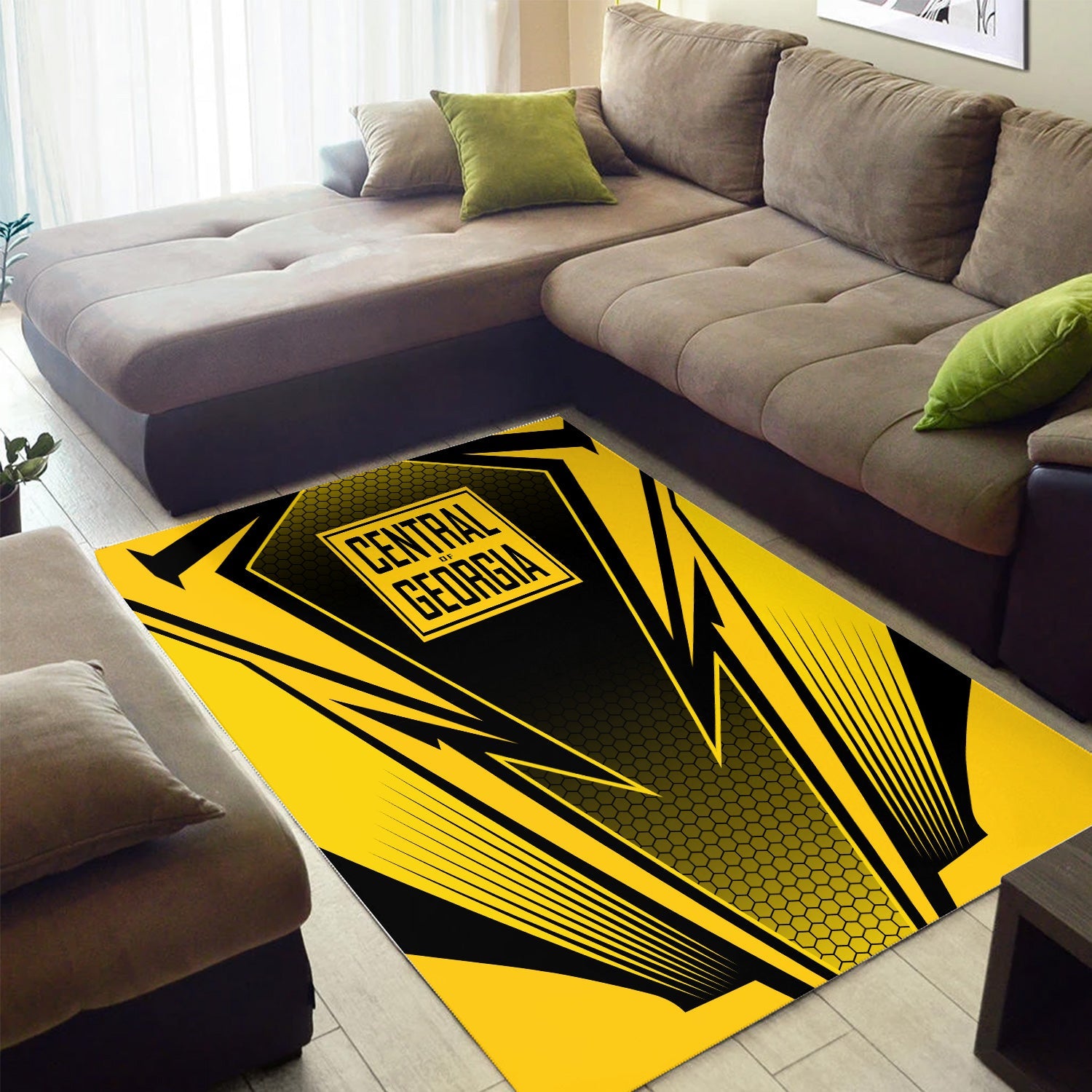 Railspirit Central of Georgia Railway Area Rug Lightning Graphic Style Rug Gift Idea For Train Lover