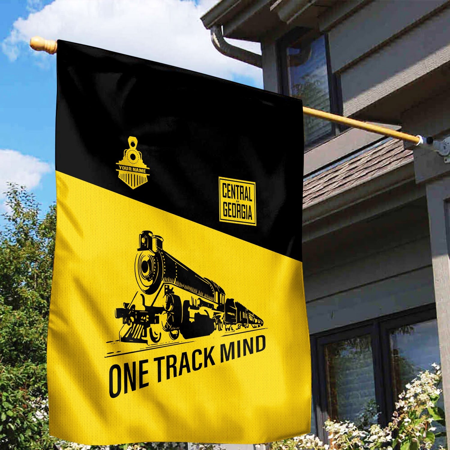 Railspirit Personalized Central of Georgia Railway Garden Flag One Track Mind Flag Gift Idea For Train Lover