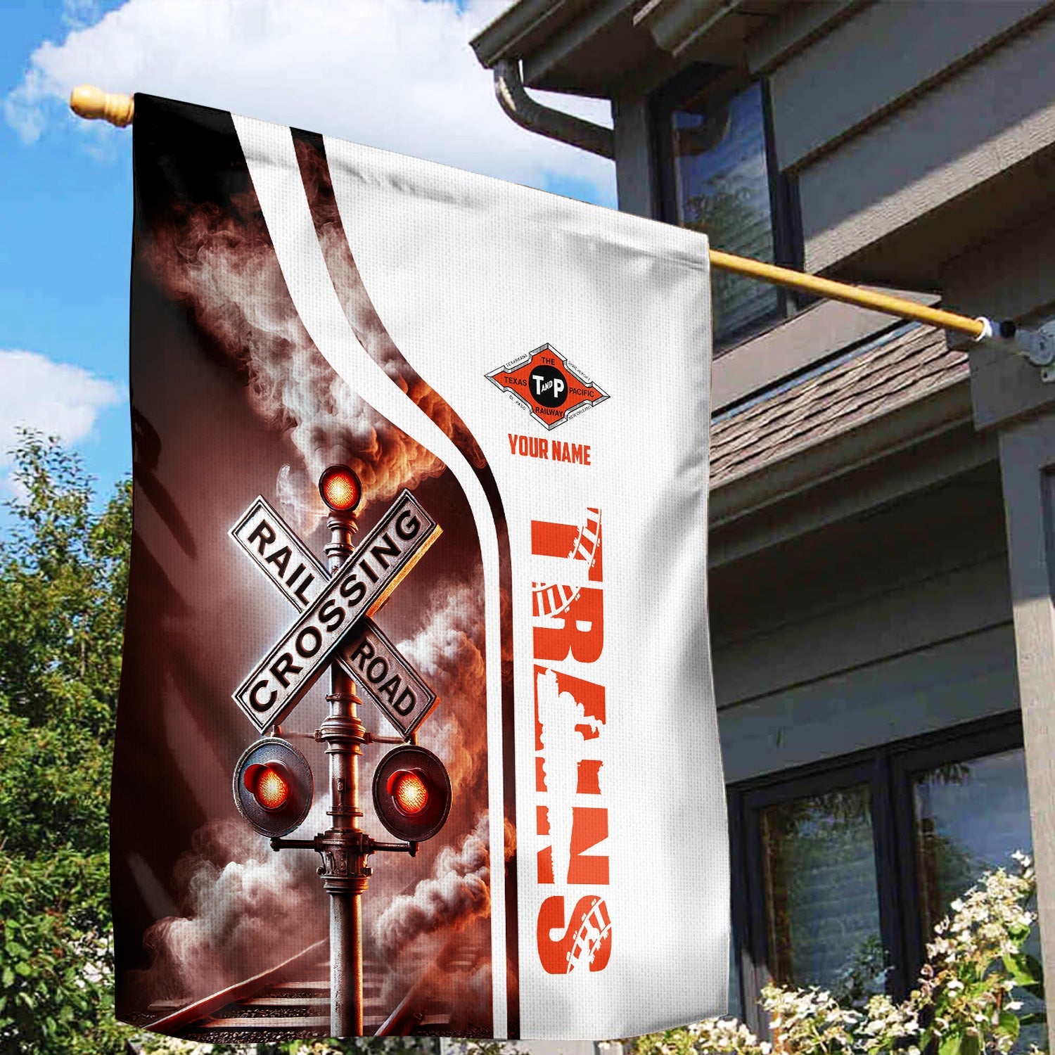 Railspirit Personalized Texas and Pacific Railway Garden Flag Railroad Crossing Sign Flag All Over Print