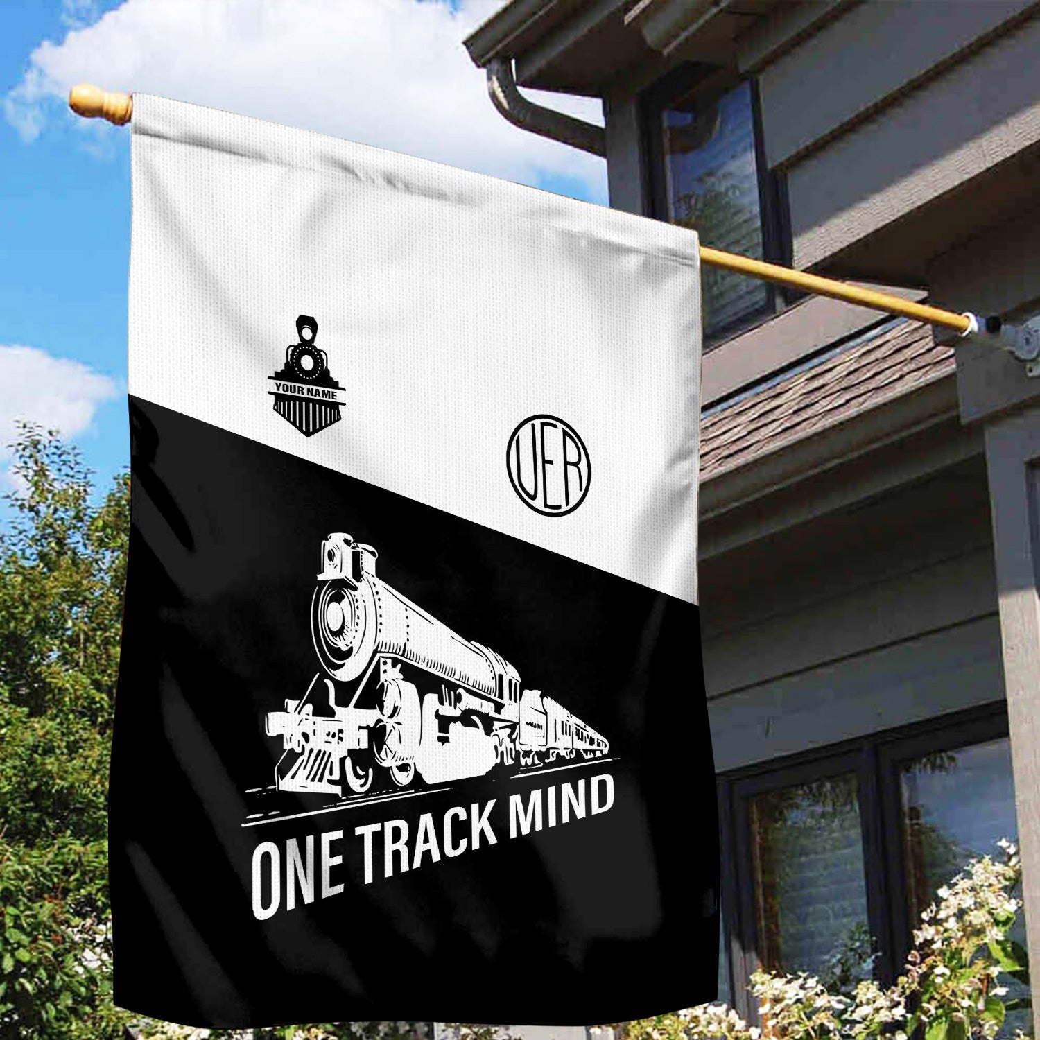 Railspirit Personalized Union Electric Railway Garden Flag One Track Mind Flag Gift Idea For Train Lover