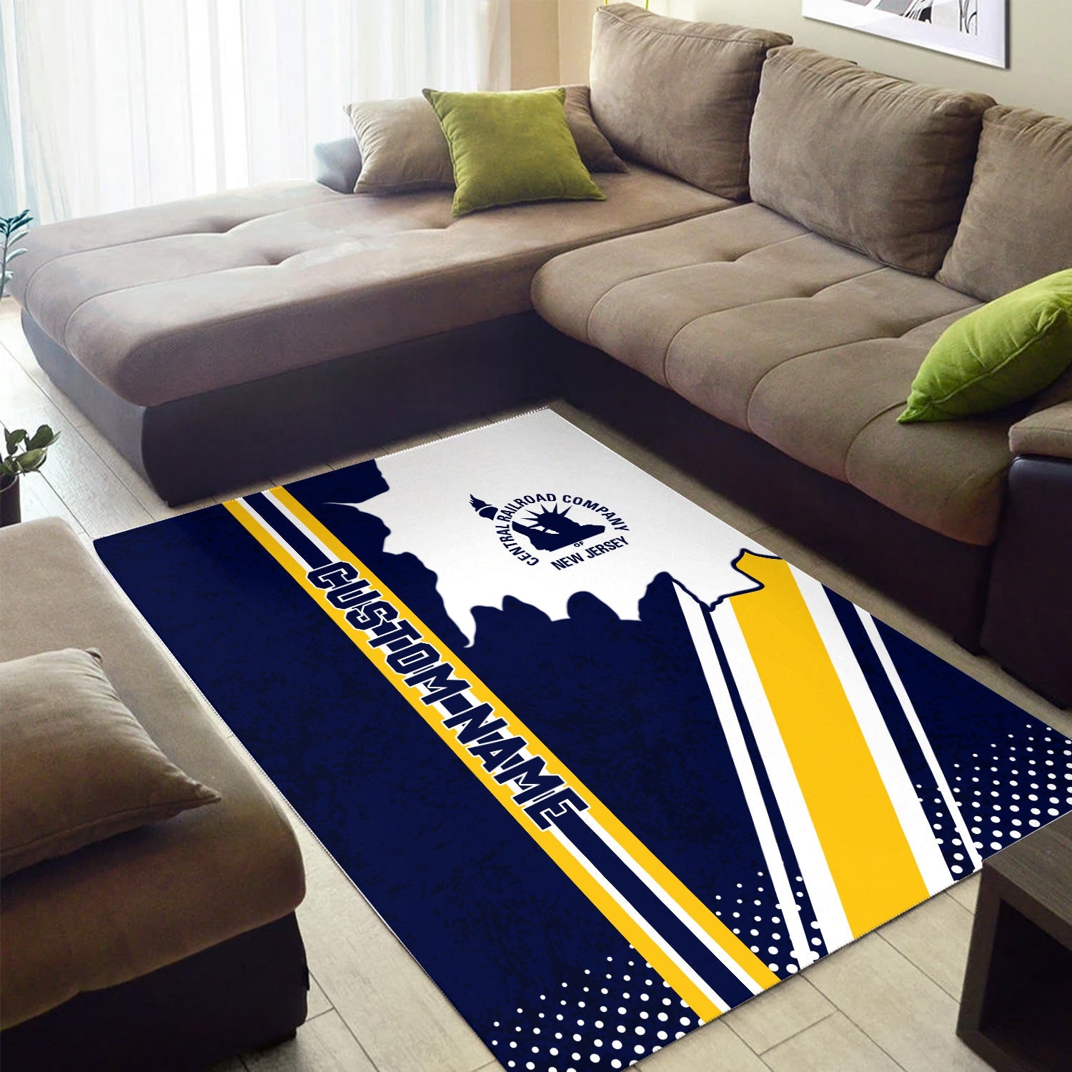 Railspirit Personalized Jersey Central Railroad Area Rug Vintage All Over Printed Rug