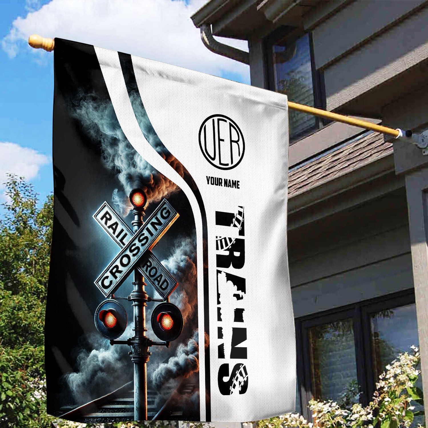 Railspirit Personalized Union Electric Railway Garden Flag Railroad Crossing Sign Flag All Over Print