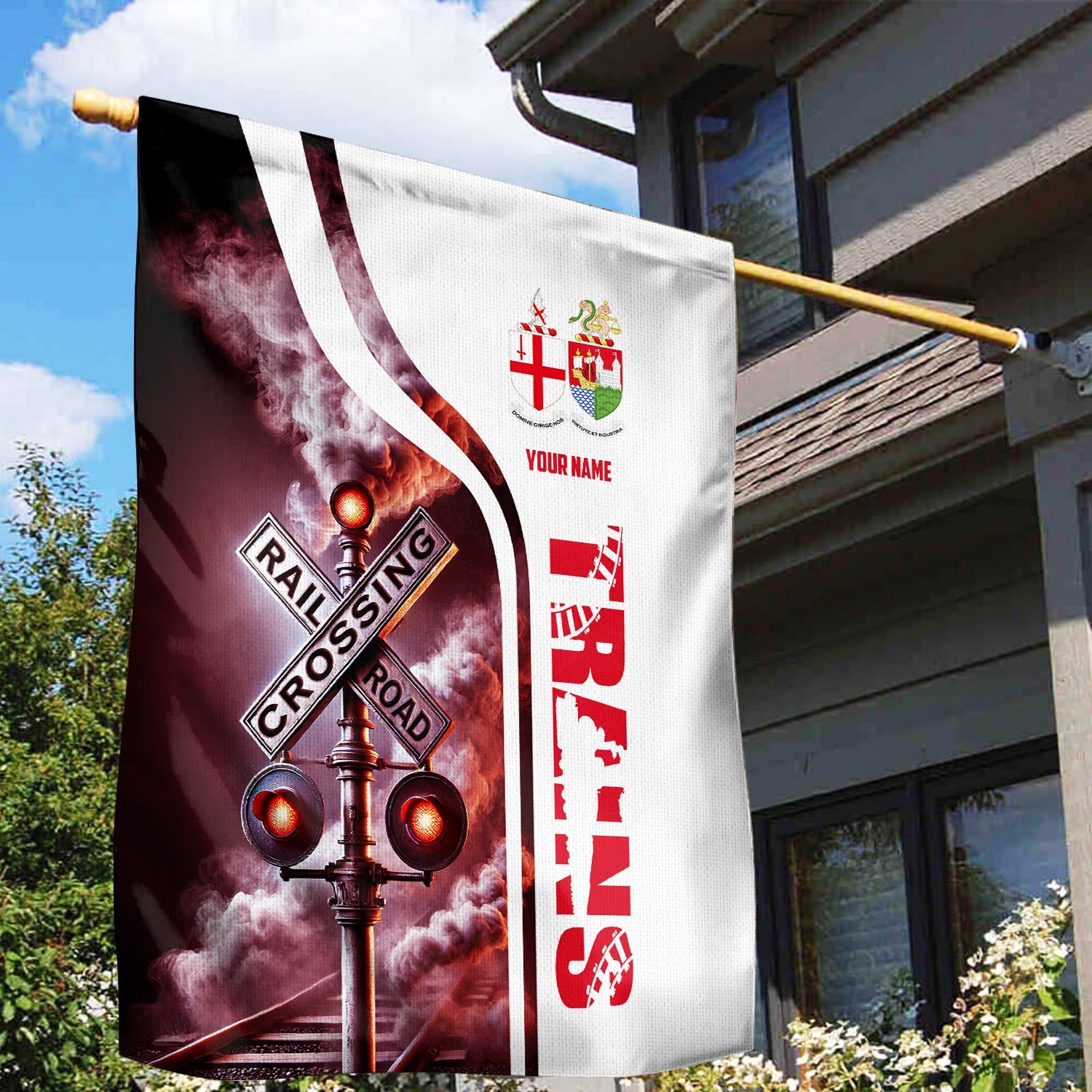 Railspirit Personalized Great Western Railway Garden Flag Railroad Crossing Sign Flag All Over Print