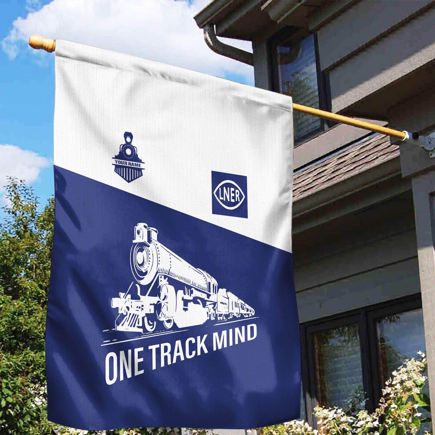 Railspirit Personalized London and North Eastern Railway Garden Flag One Track Mind Flag Gift Idea For Train Lover