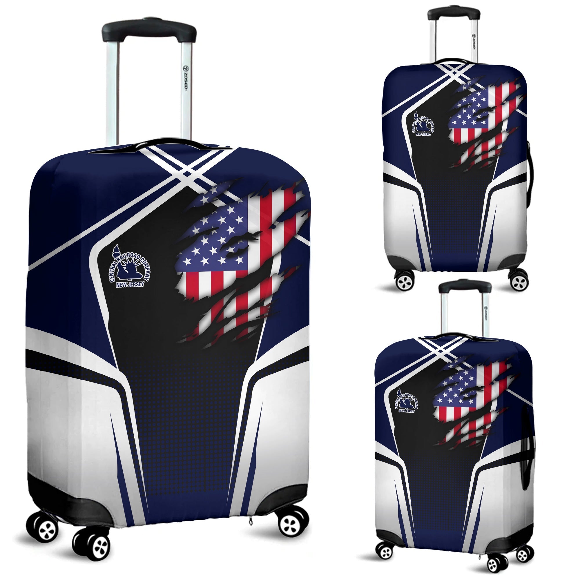 Railspirit Personalized CNJ Jersey Central Railroad Luggage Cover American Eagle Vintage Train Luggage Protection