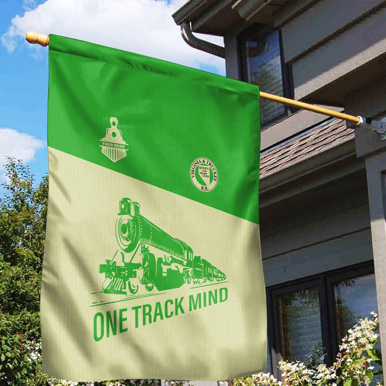 Railspirit Personalized Virginia & Truckee Railroad Garden Flag One Track Mind Flag Gift Idea For Train Lover