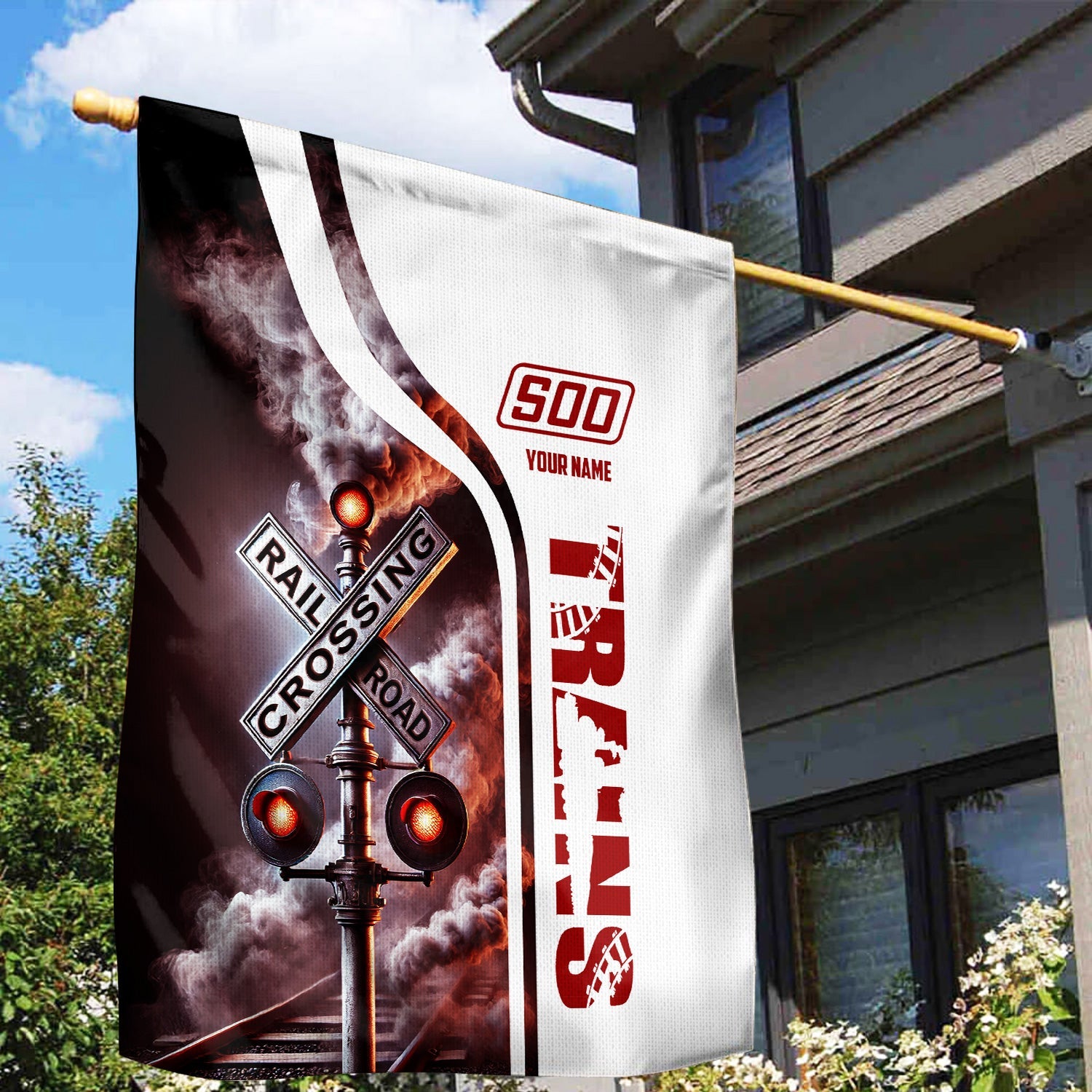 Railspirit Personalized Soo Line Railroad Garden Flag Railroad Crossing Sign Flag All Over Print