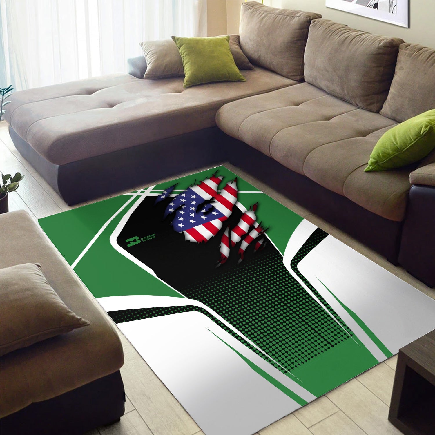 Railspirit Personalized Burlington Northern Railroad Area Rug American Eagle Vintage Train Rug
