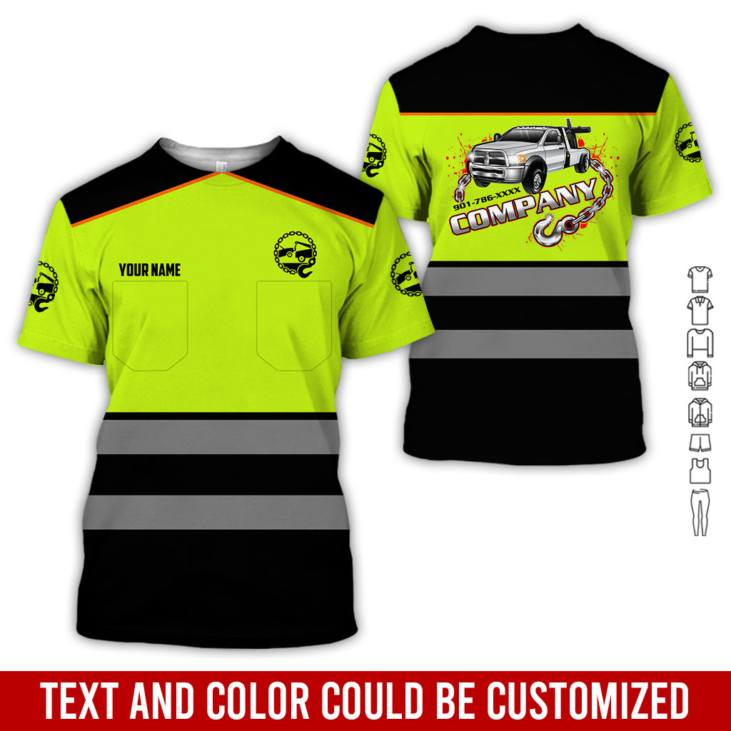 Custom Name Tow Truck 3D Printed Pocket Clothes, Personalized Tow Driver Gear
