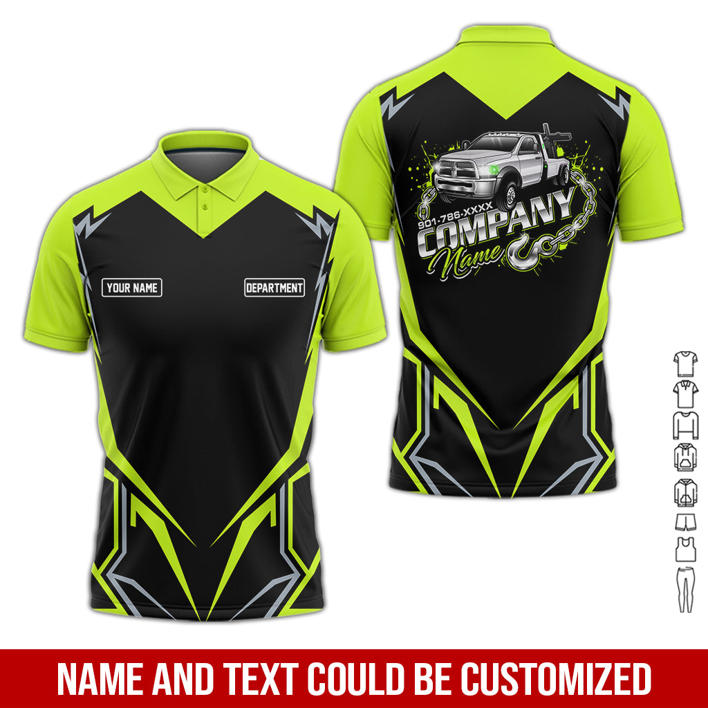 Custom Name Tow Truck Shirt, 3D Printed Design, Personalized Tow Driver T-shirt for Professionals