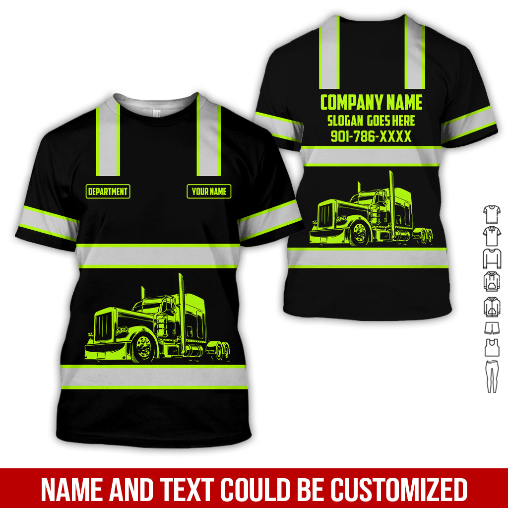 Custom Text and Proud Trucker Printed Clothes, Personalized Driver Apparel
