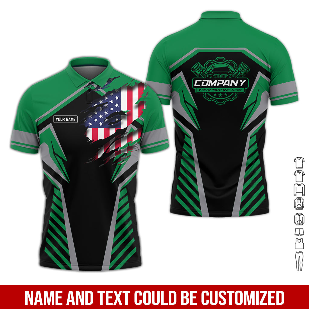 Personalized Diesel Mechanic Shirt, Green Garage Uniform, Gift for Car Guys & Technicians, Size S to 5XL