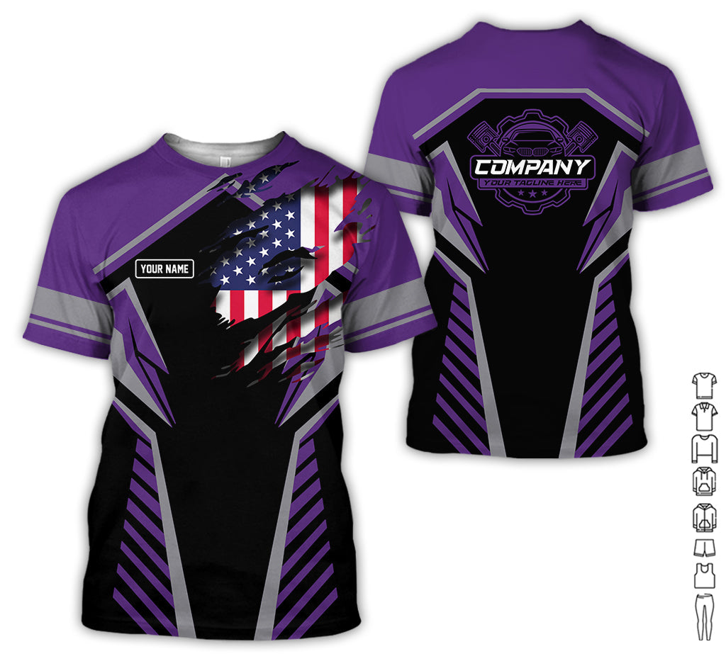 Personalized Diesel Mechanic Shirt, Purple Garage Uniform, Gift for Car Guys & Technicians, Size S to 5XL